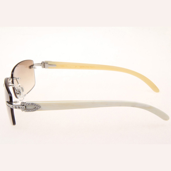 Cartier CT_3524012 Diamond White Buffalo Sunglasses In Silver Brown - DesignerGu