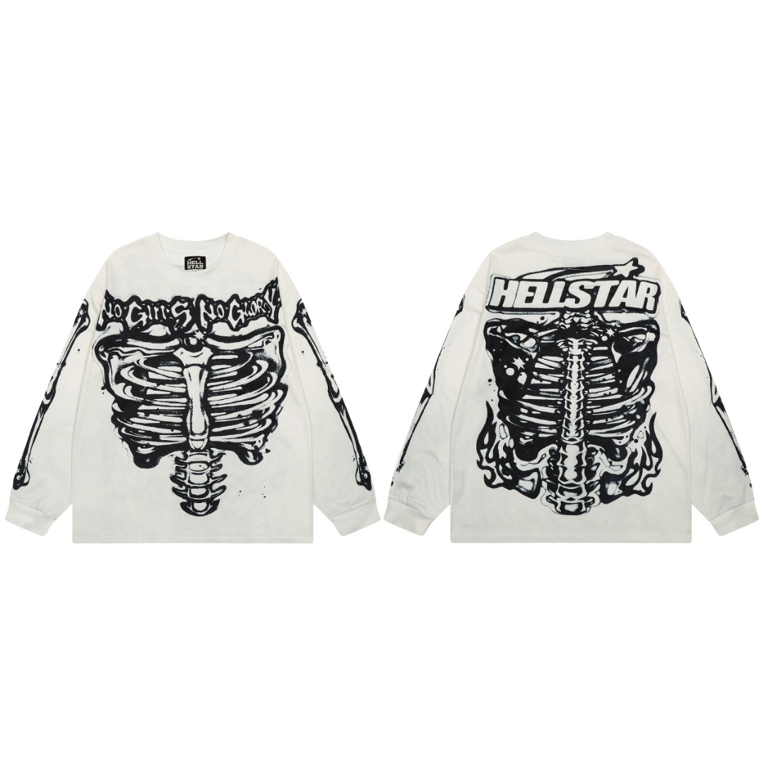 Hellstar Airbrushed Bones Longsleeve Shirt - DesignerGu