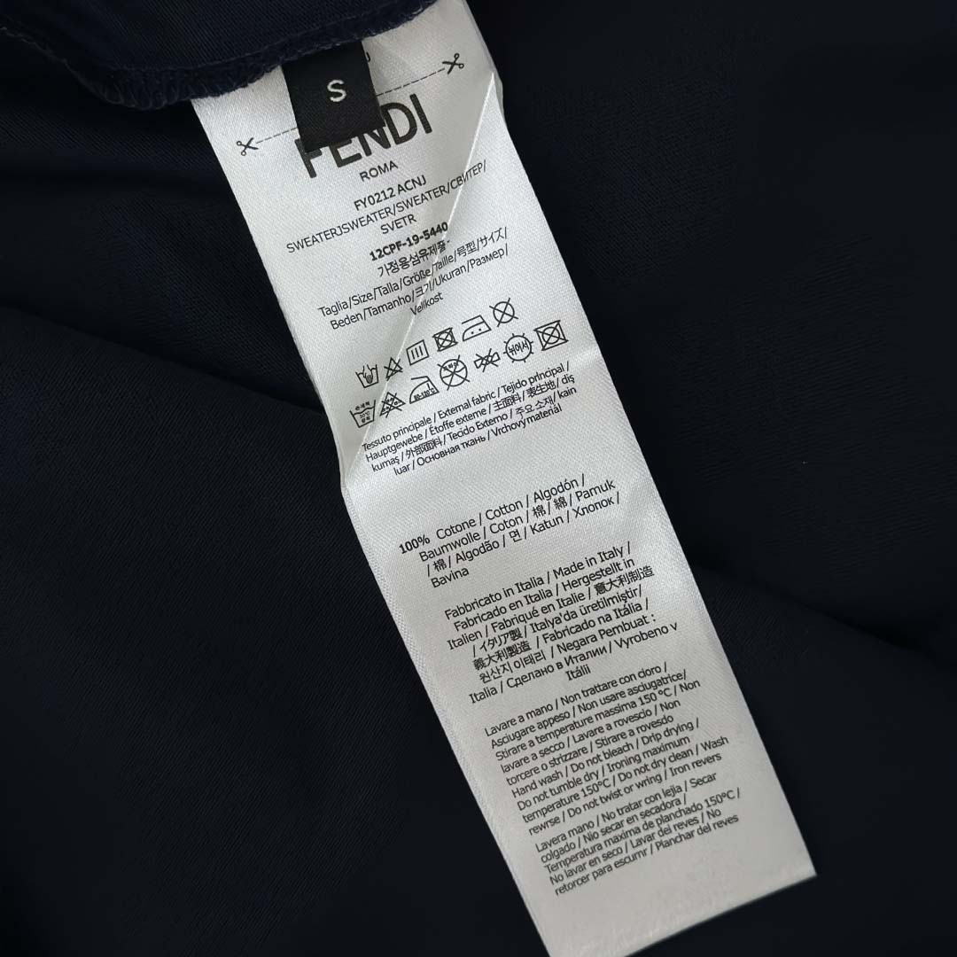 Fendi Dark Blue Cotton T-shirt - DesignerGu