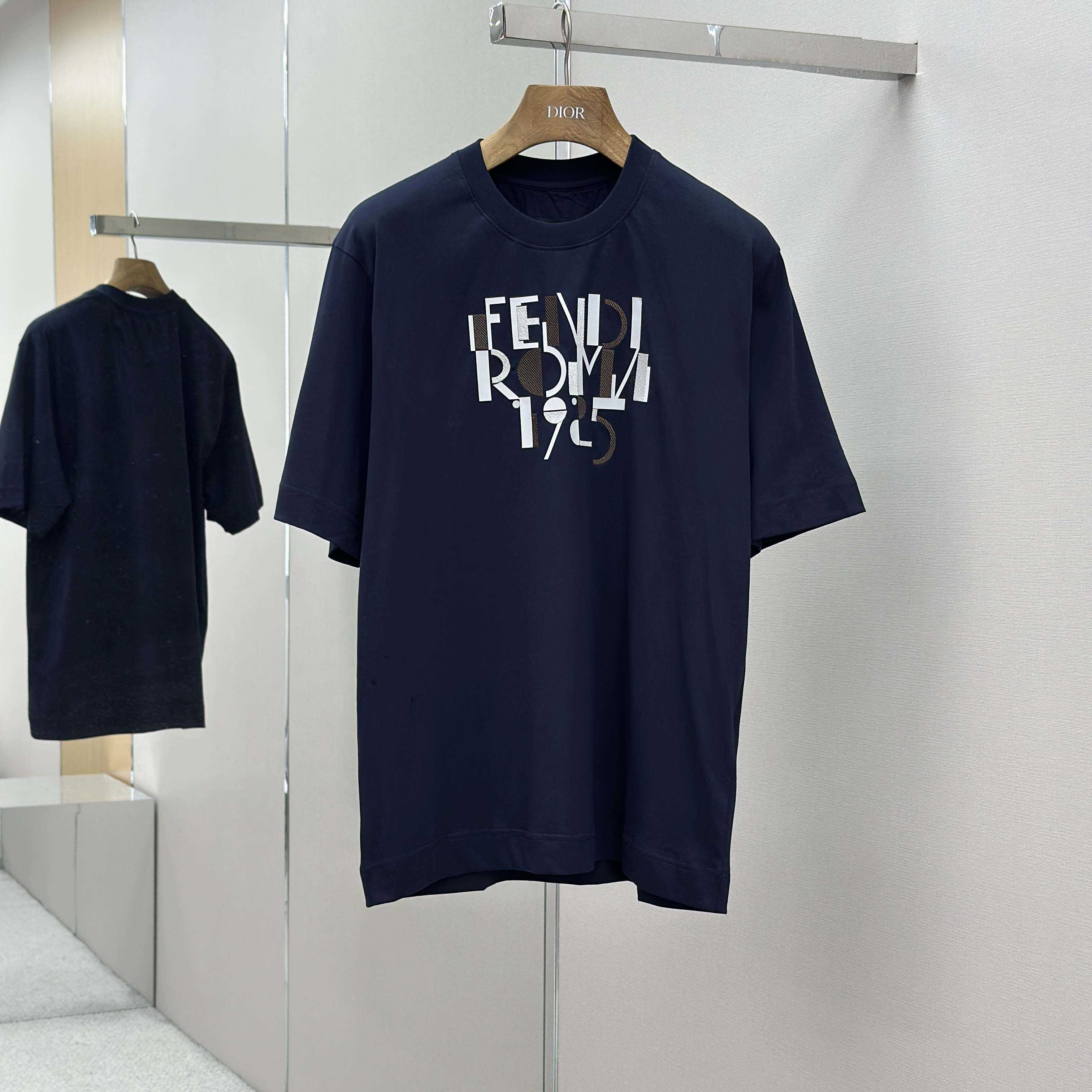 Fendi Dark Blue Cotton T-shirt - DesignerGu