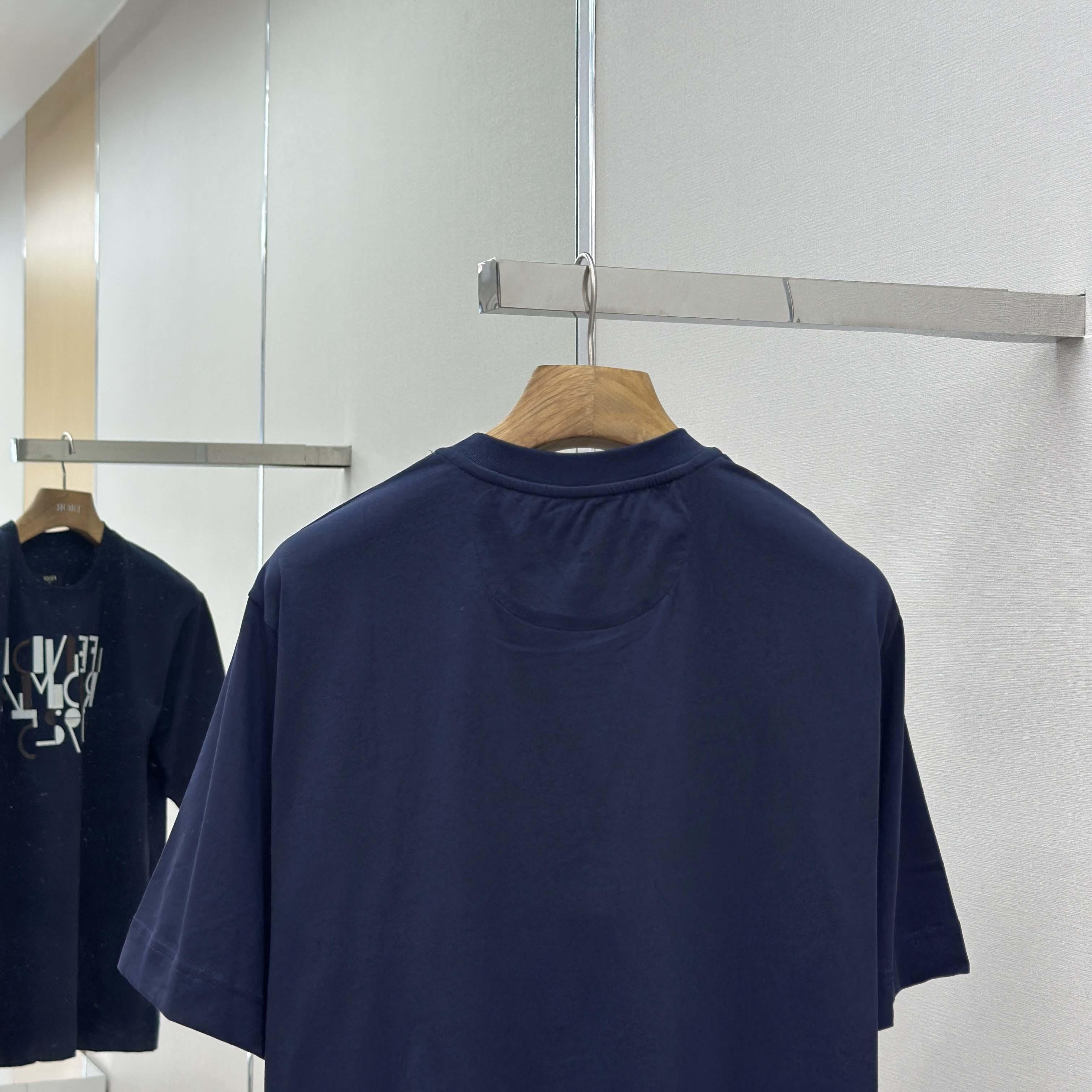 Fendi Dark Blue Cotton T-shirt - DesignerGu