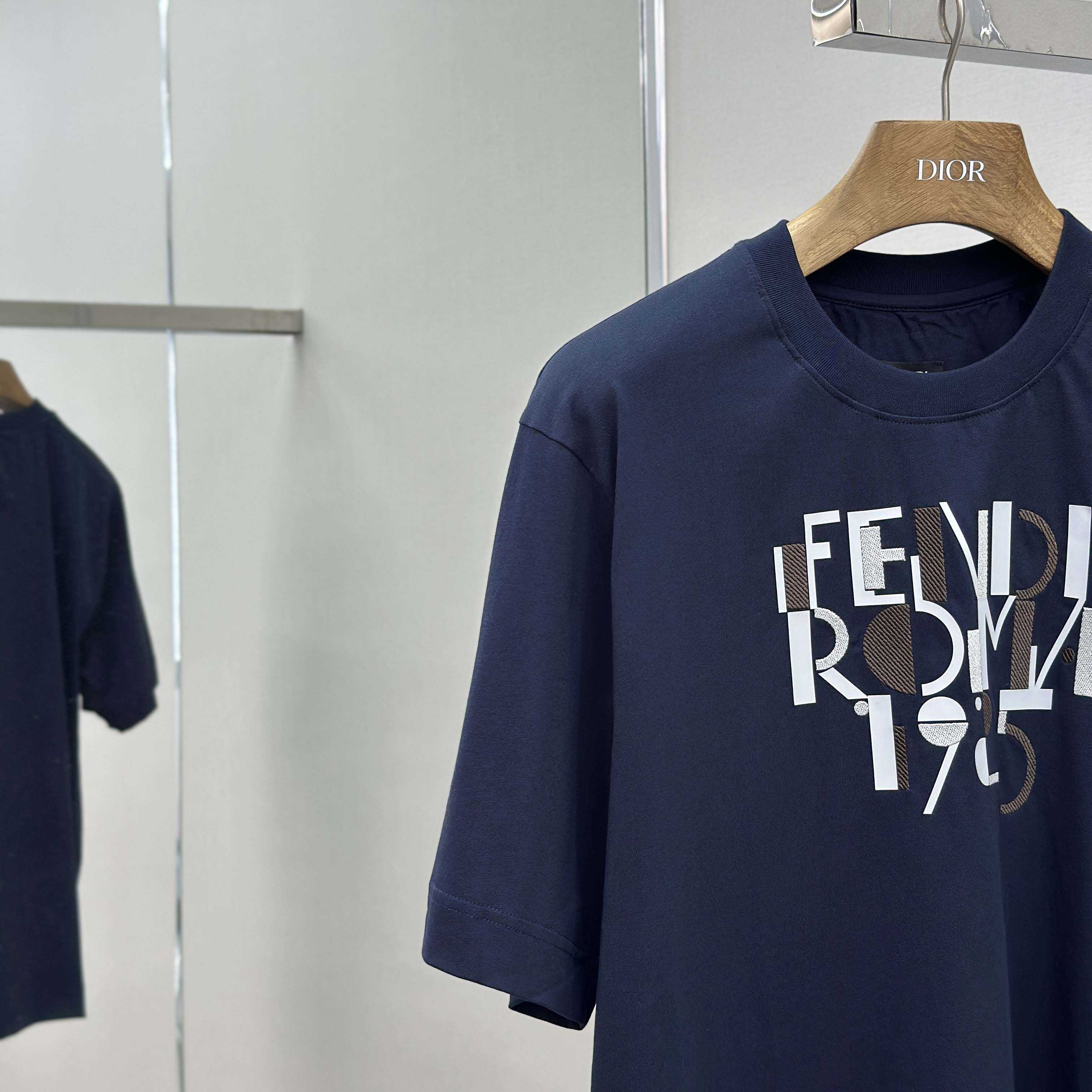 Fendi Dark Blue Cotton T-shirt - DesignerGu