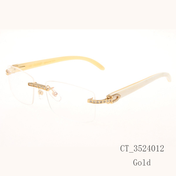 Cartier CT_3524012 Diamond White Buffalo Eyeglasses In Gold - DesignerGu