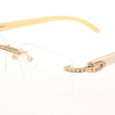 Cartier CT_3524012 Diamond White Buffalo Eyeglasses In Gold - DesignerGu