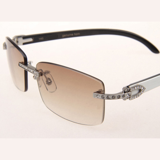 Cartier CT_3524012 Diamond White Mix Black Buffalo Eyeglasses In Silver Brown - DesignerGu