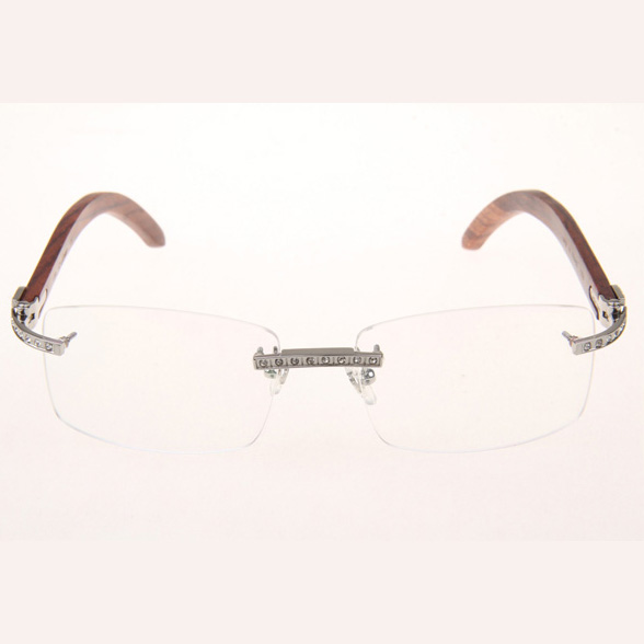 Cartier CT_3524012 Diamond Wood Eyeglasses In Silver - DesignerGu