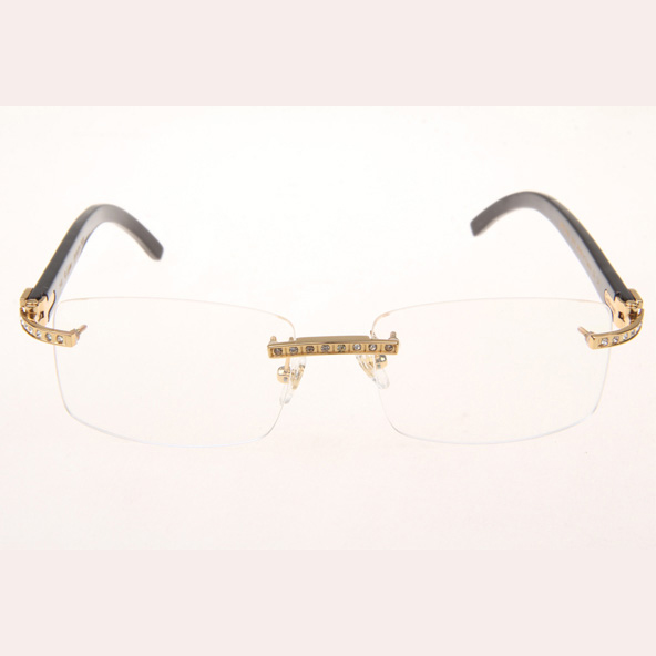 Cartier CT_3524012 Diamond Black Buffalo Eyeglasses In Gold - DesignerGu