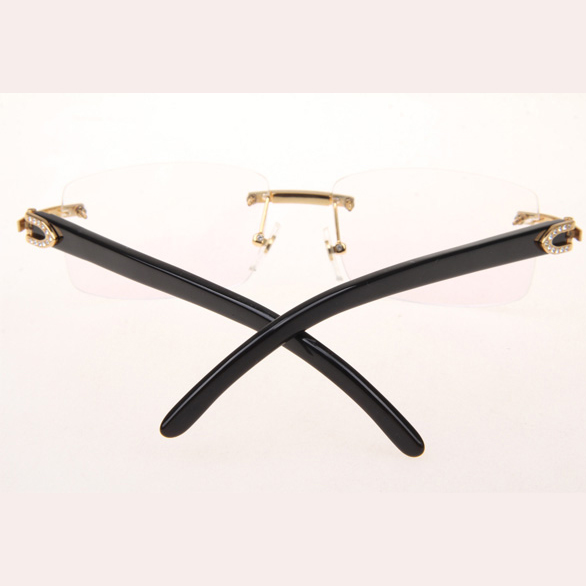 Cartier CT_3524012 Diamond Black Buffalo Eyeglasses In Gold - DesignerGu