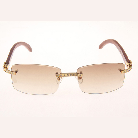 Cartier CT_3524012 Diamond Wood Eyeglasses In Gold_Brown - DesignerGu