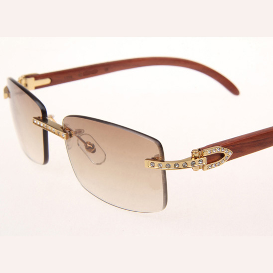 Cartier CT_3524012 Diamond Wood Eyeglasses In Gold_Brown - DesignerGu