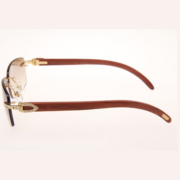Cartier CT_3524012 Diamond Wood Eyeglasses In Gold_Brown - DesignerGu