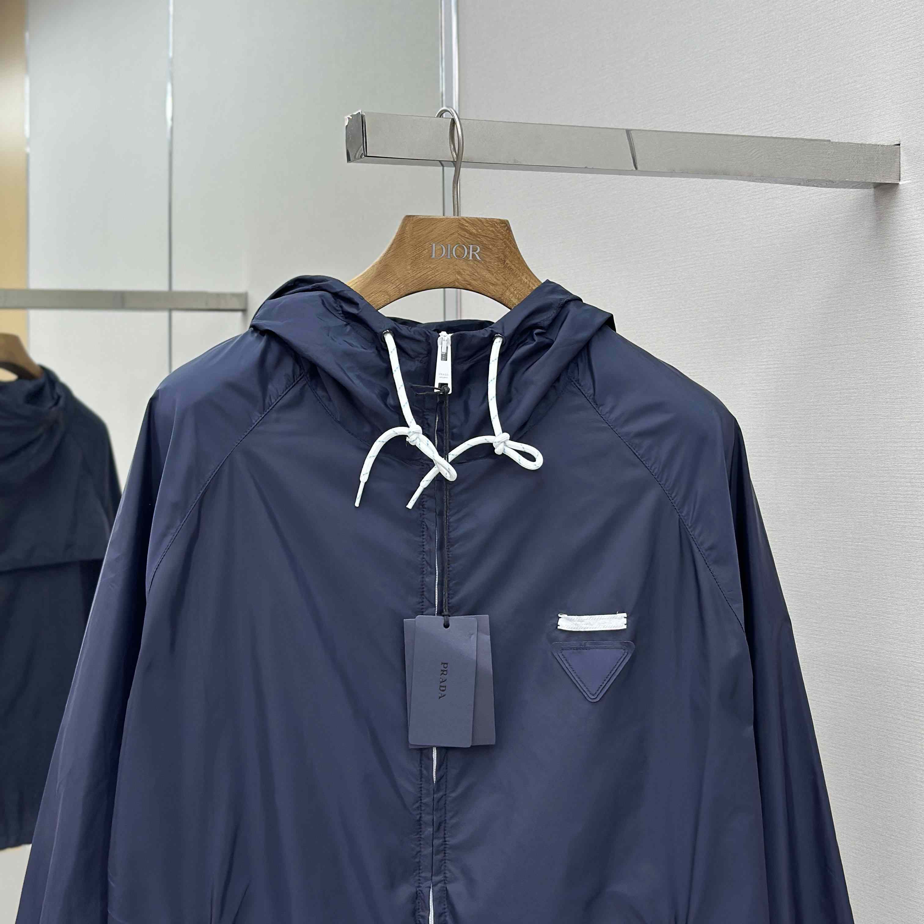 Prada Navy Blue Re-Nylon Wind Breaker - DesignerGu