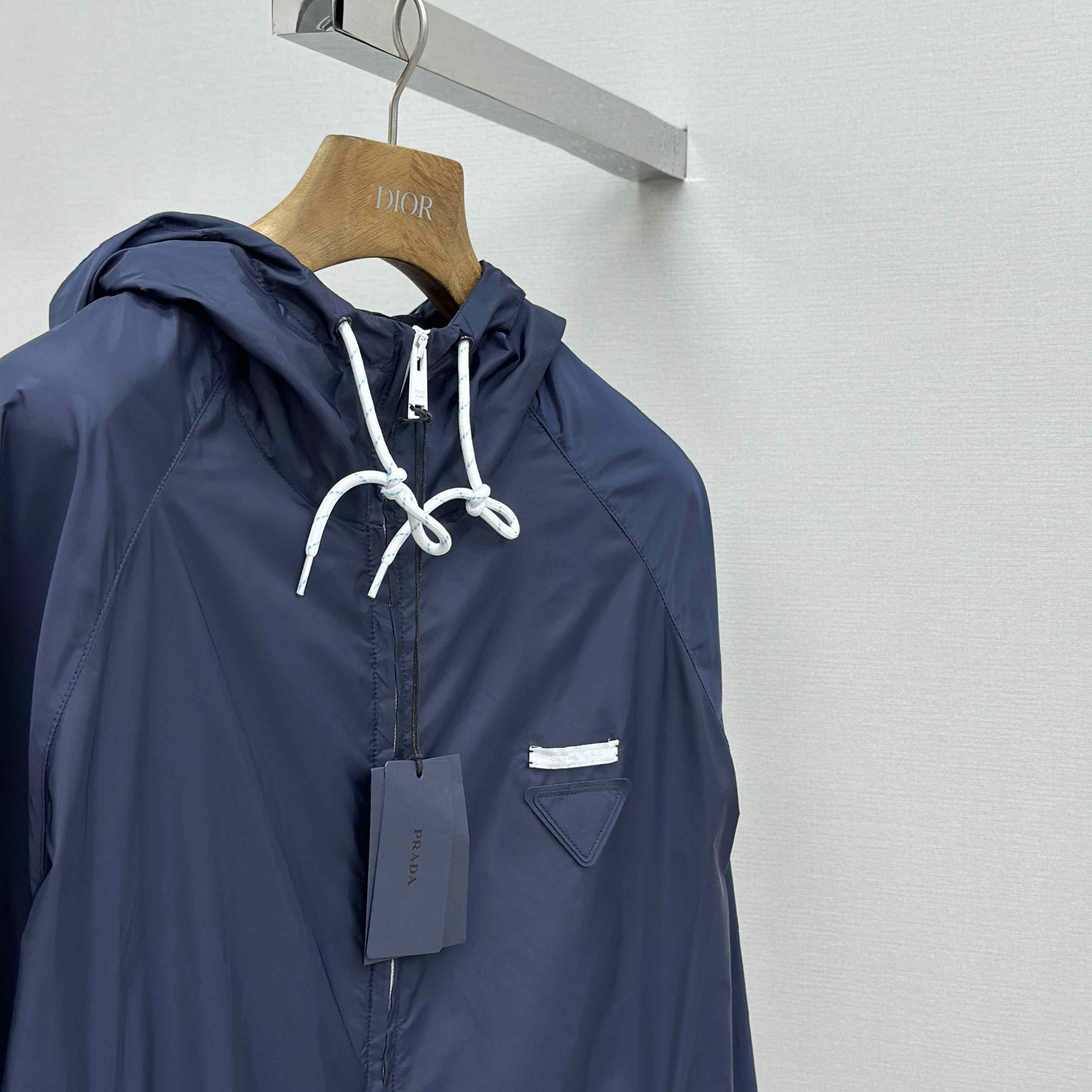 Prada Navy Blue Re-Nylon Wind Breaker - DesignerGu