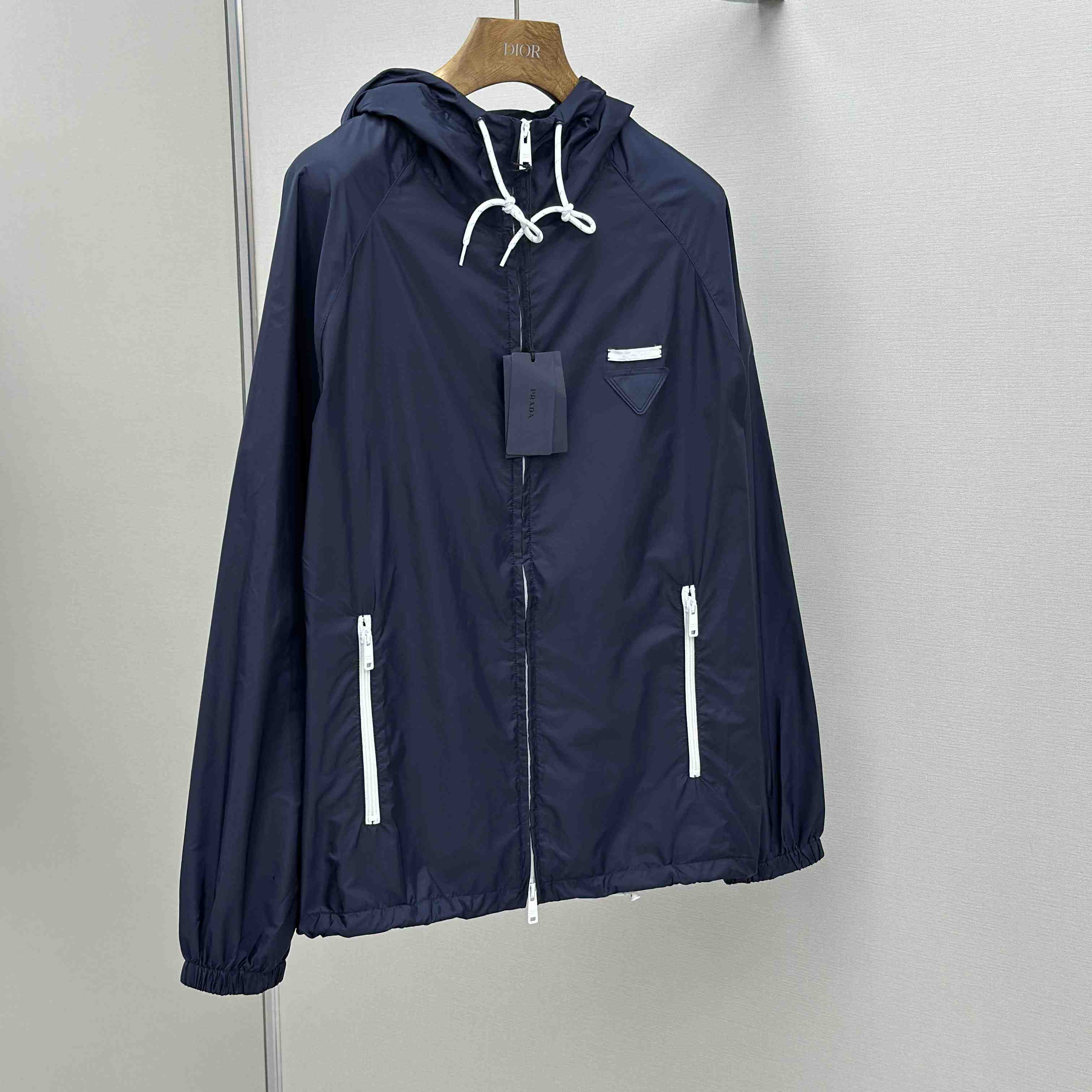 Prada Navy Blue Re-Nylon Wind Breaker - DesignerGu