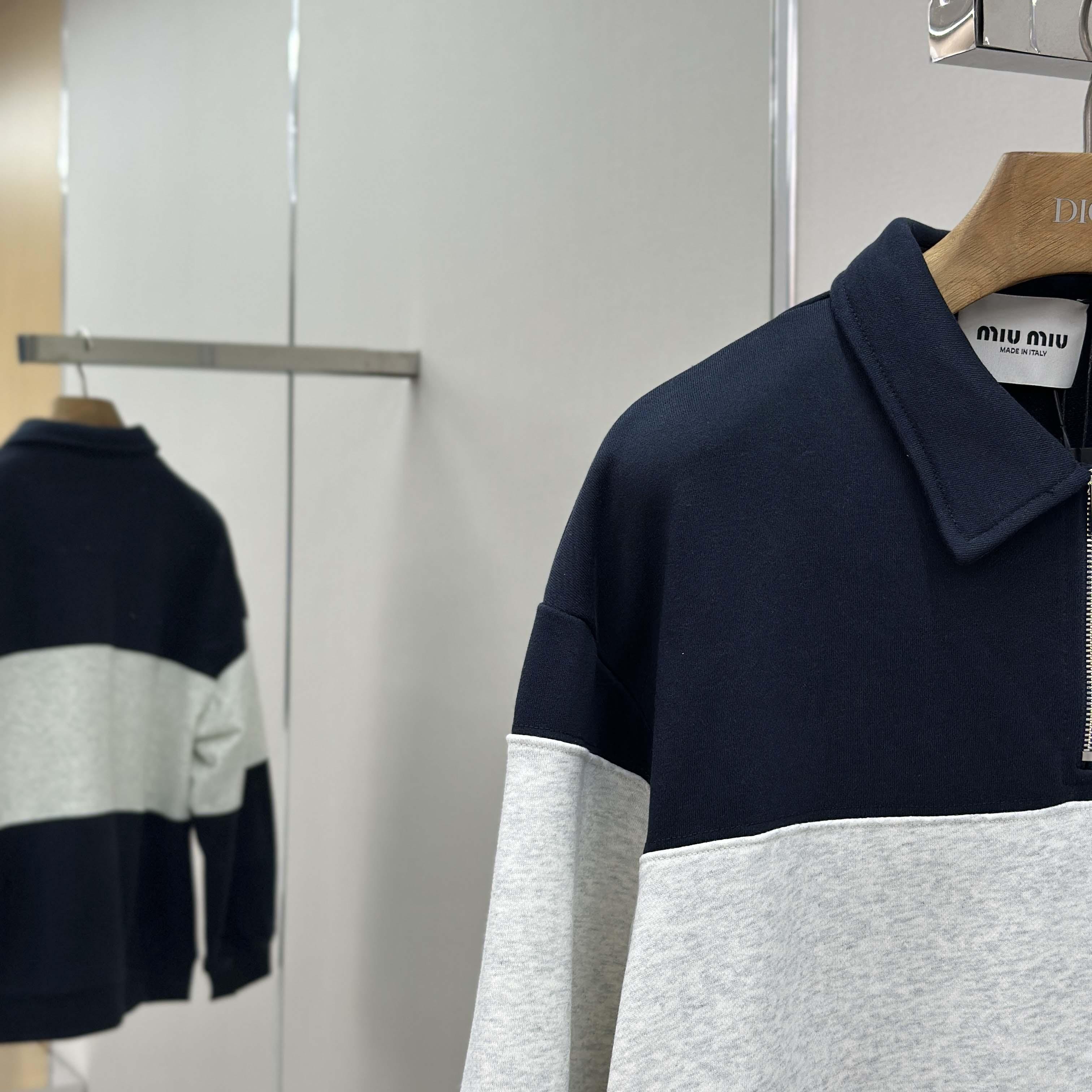 Miu Miu Half-zip Cotton Sweatshirt - DesignerGu