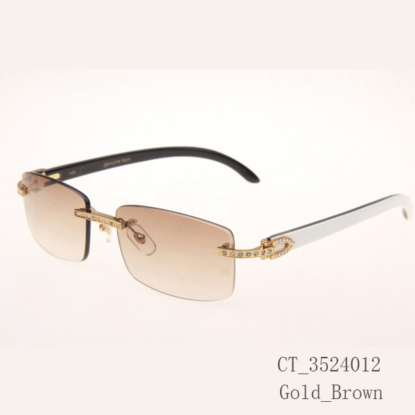 Cartier CT_3524012 Diamond White Mix Black Buffalo Eyeglasses In Gold Brown - DesignerGu
