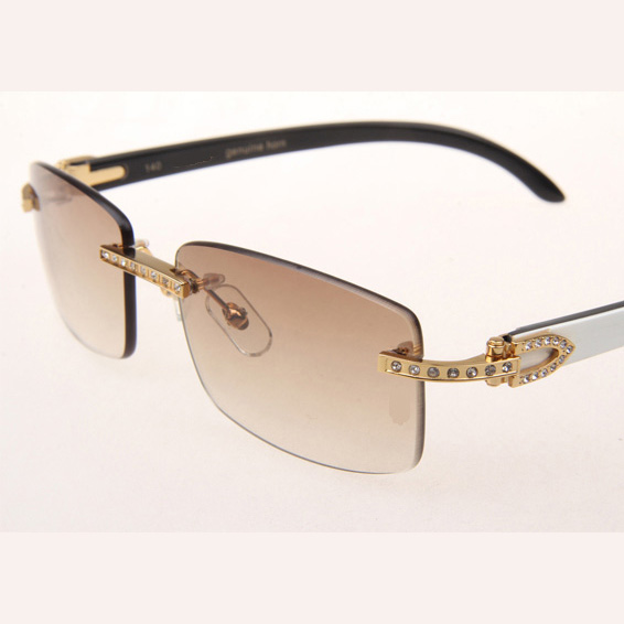Cartier CT_3524012 Diamond White Mix Black Buffalo Eyeglasses In Gold Brown - DesignerGu