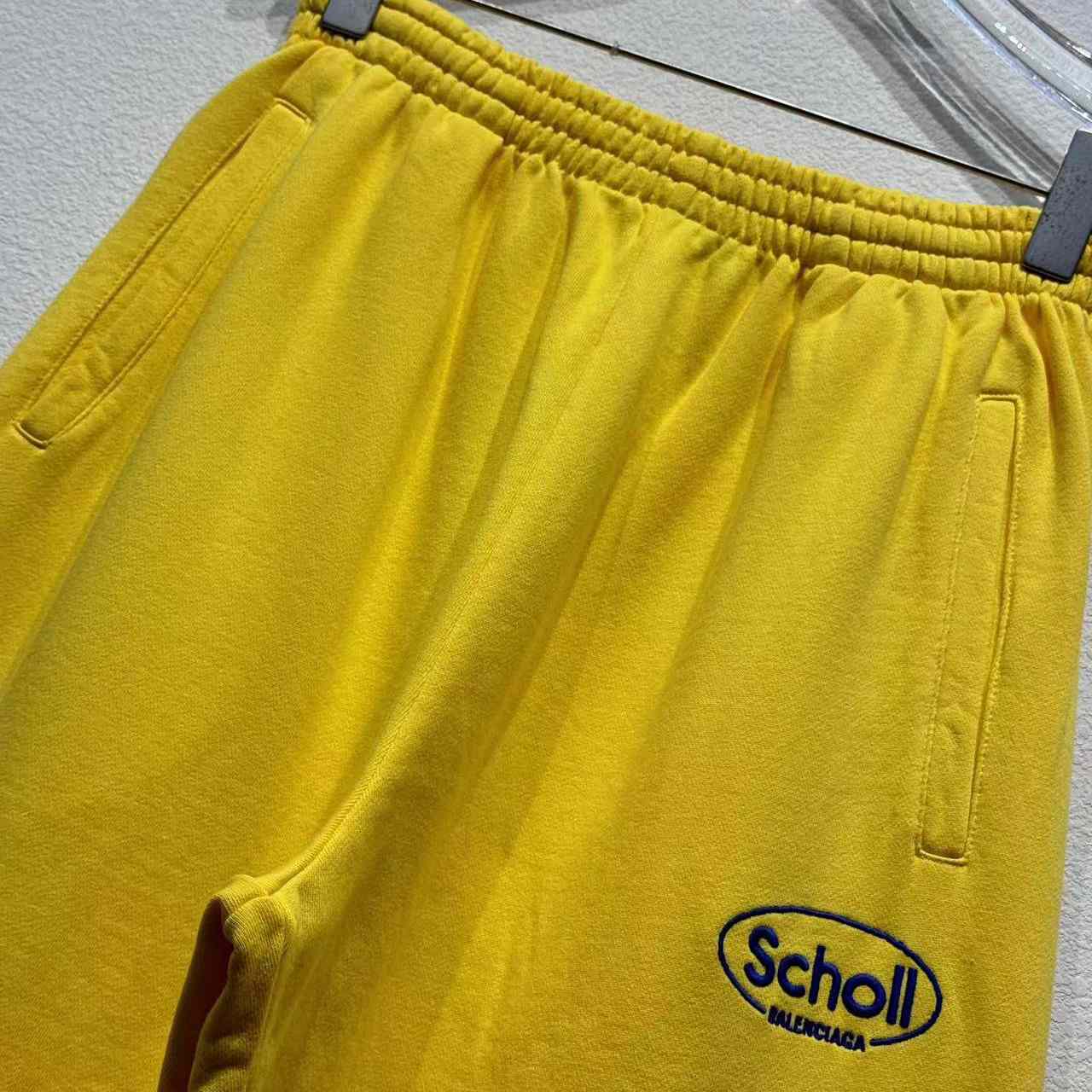 Balenciaga x Scholl Logo Embroidered Yellow Pants - DesignerGu