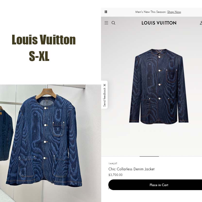 Louis Vuitton Chic Collarless Denim Jacket   1AHUXT - DesignerGu