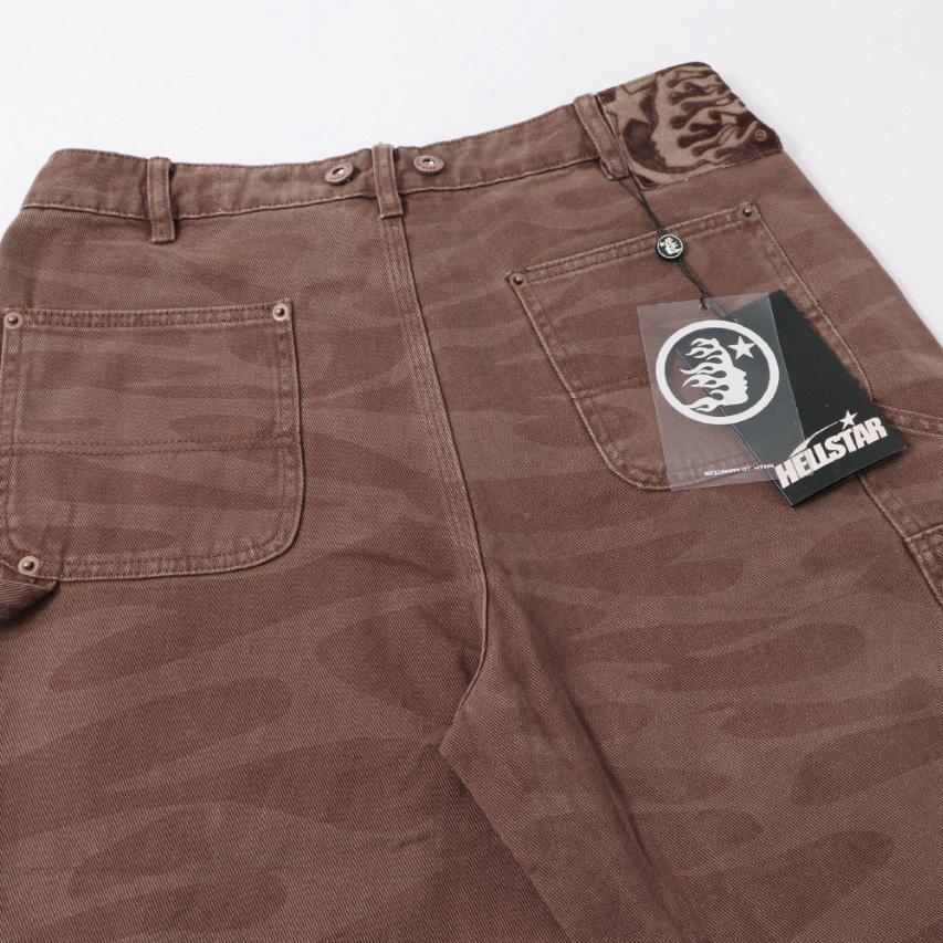 Hellstar Brown Camo Denim Shorts - DesignerGu