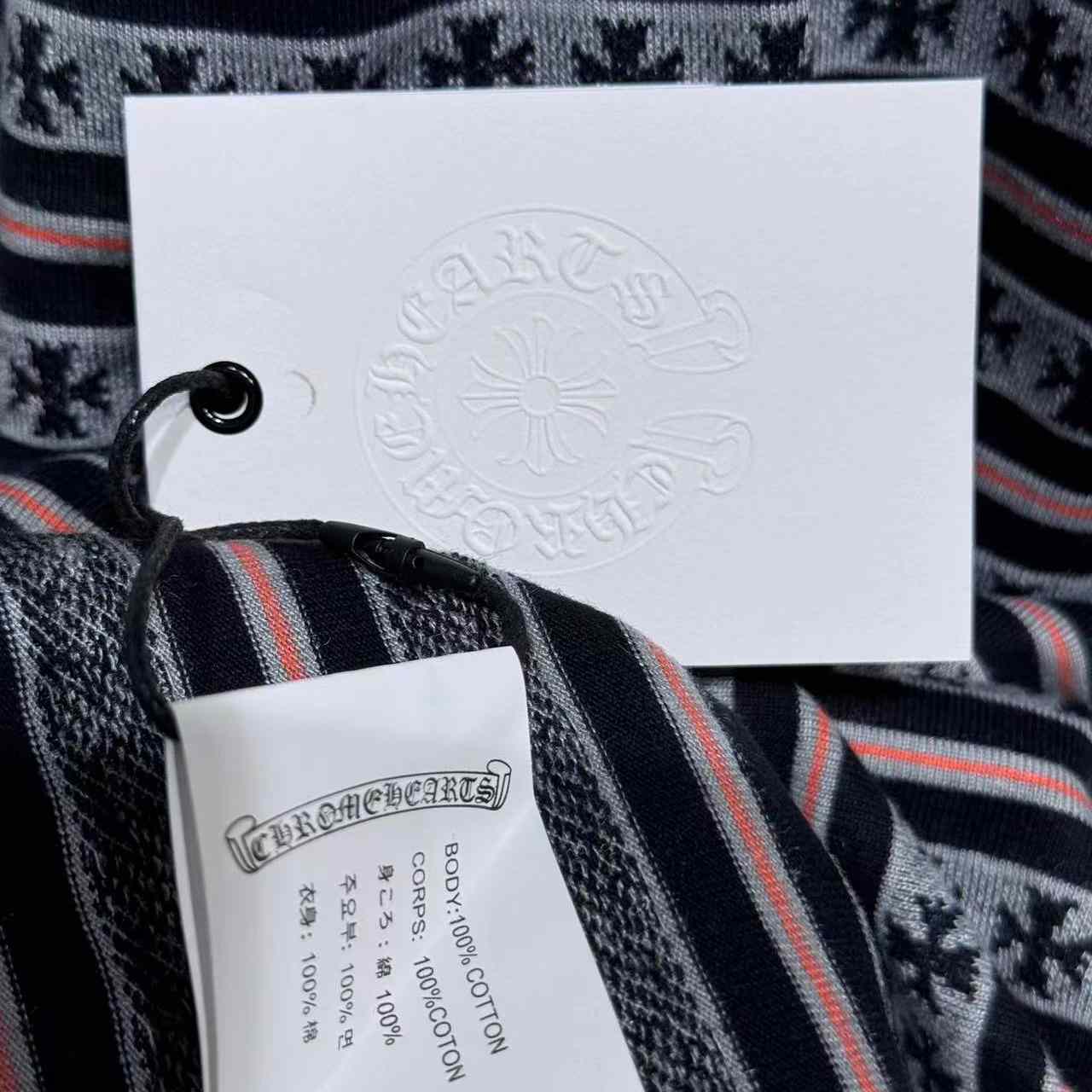 Chrome Heart Striped Polo Shirt - DesignerGu