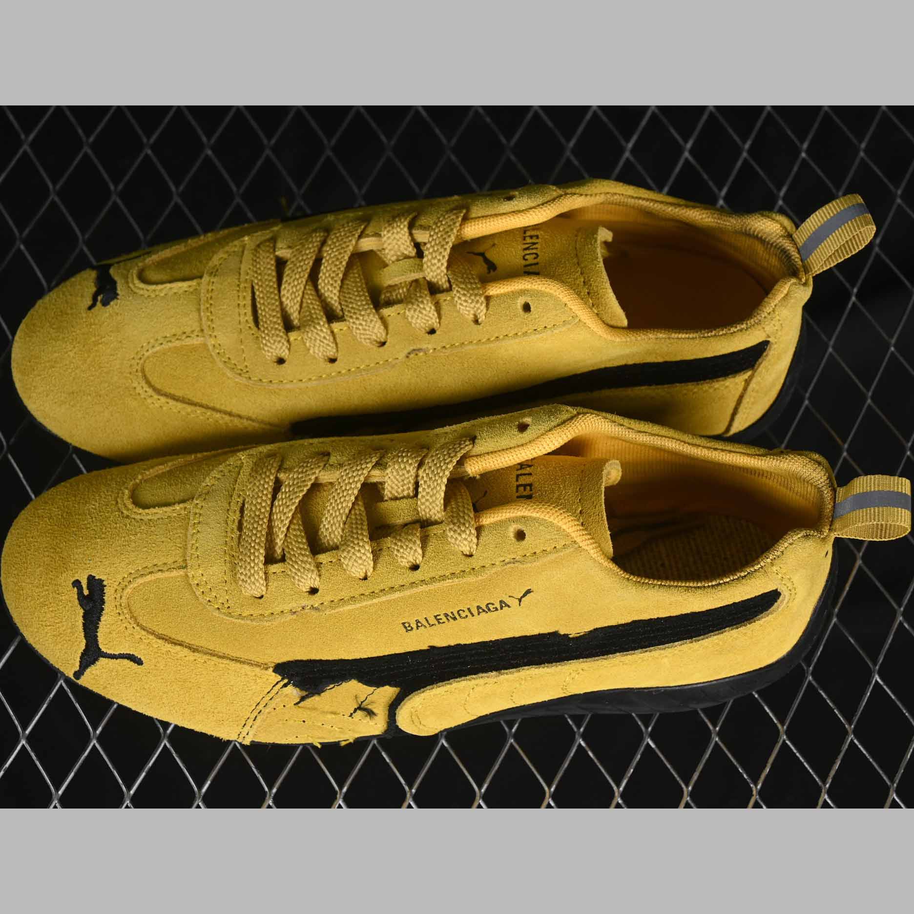 Balenciaga Speedcat Suede Balenciaga In Yellow And Black Distressed Suede Cowskin - DesignerGu