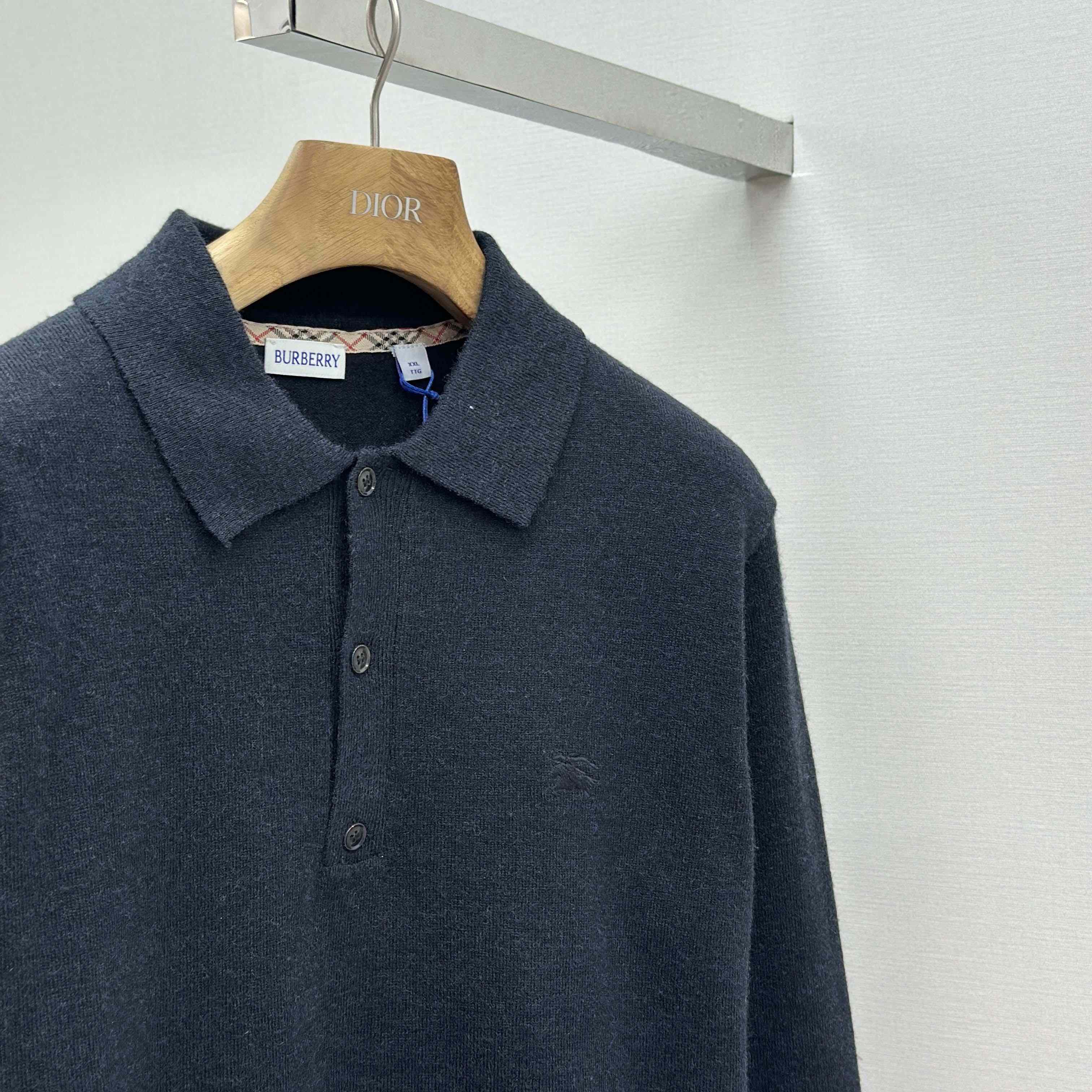 Burberry Long-sleeve Cashmere Blend Polo Shirt - DesignerGu
