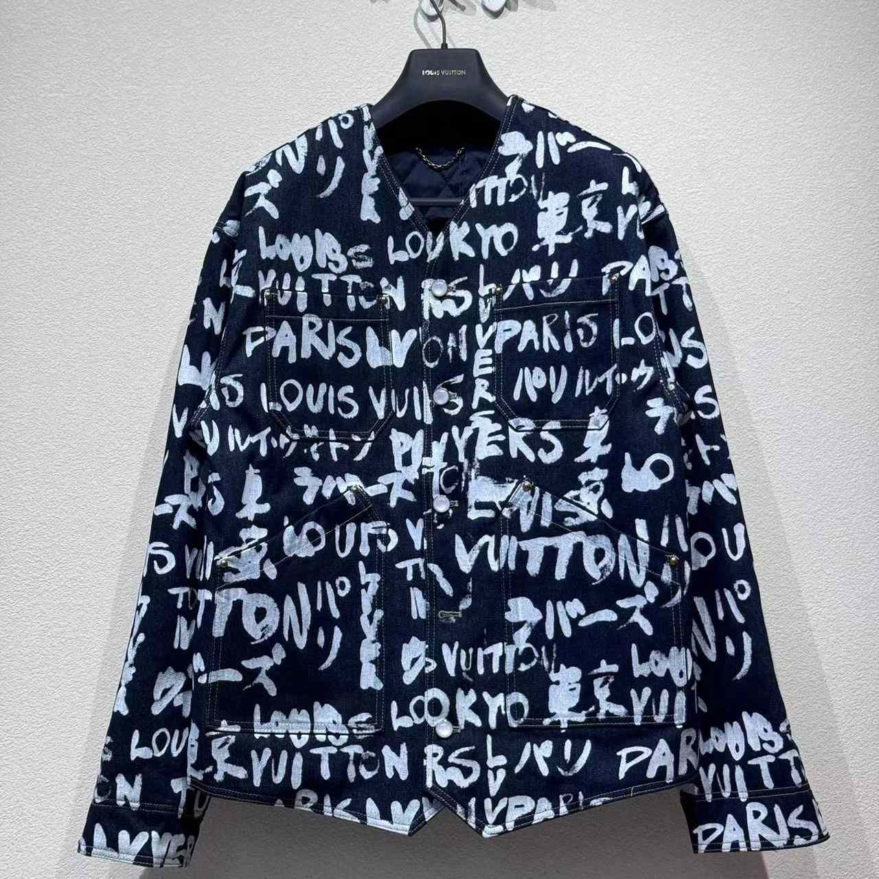 Louis Vuitton Denim Collarless Jacket  1AILLL - DesignerGu