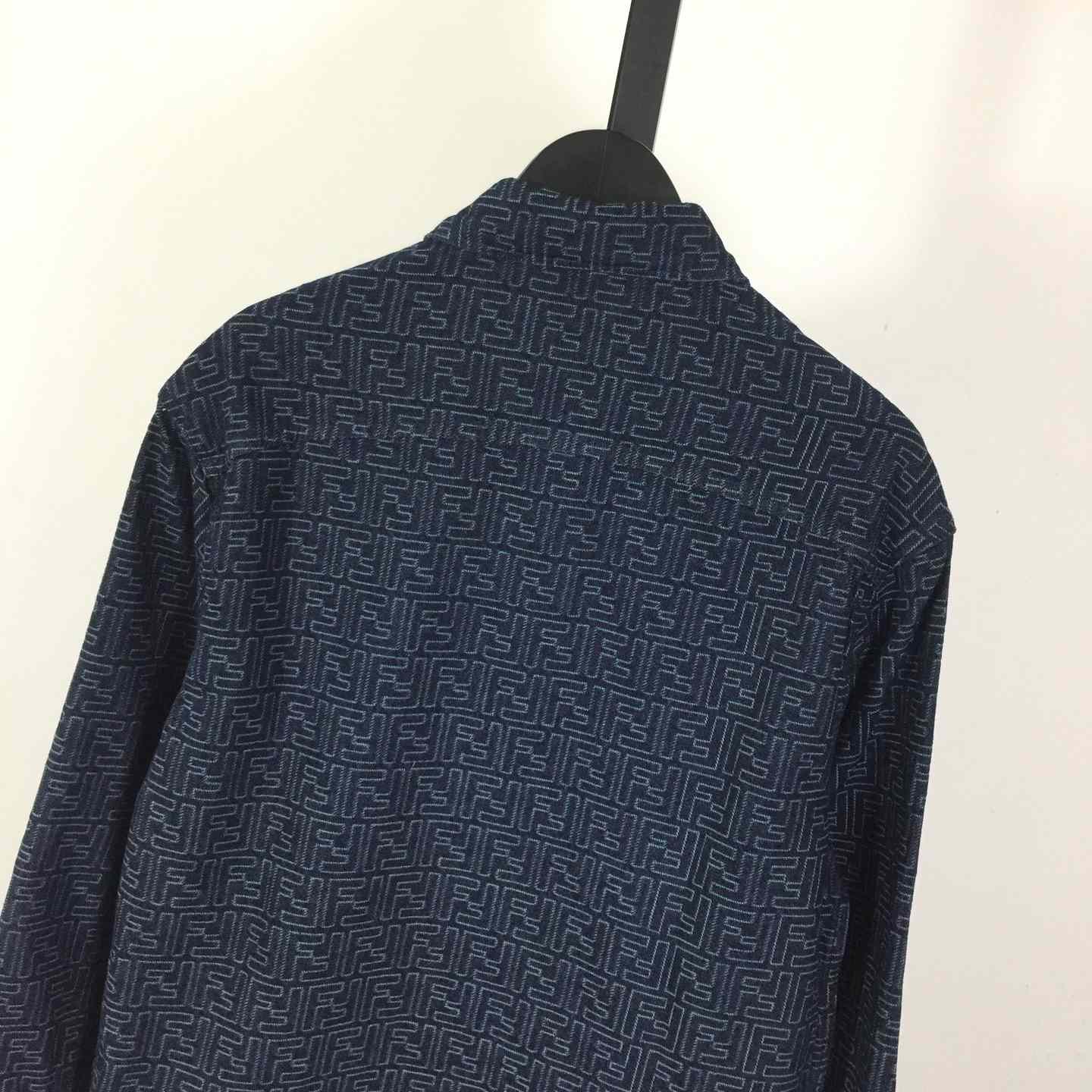 Fendi Blue FF Jacquard Denim Jacket - DesignerGu