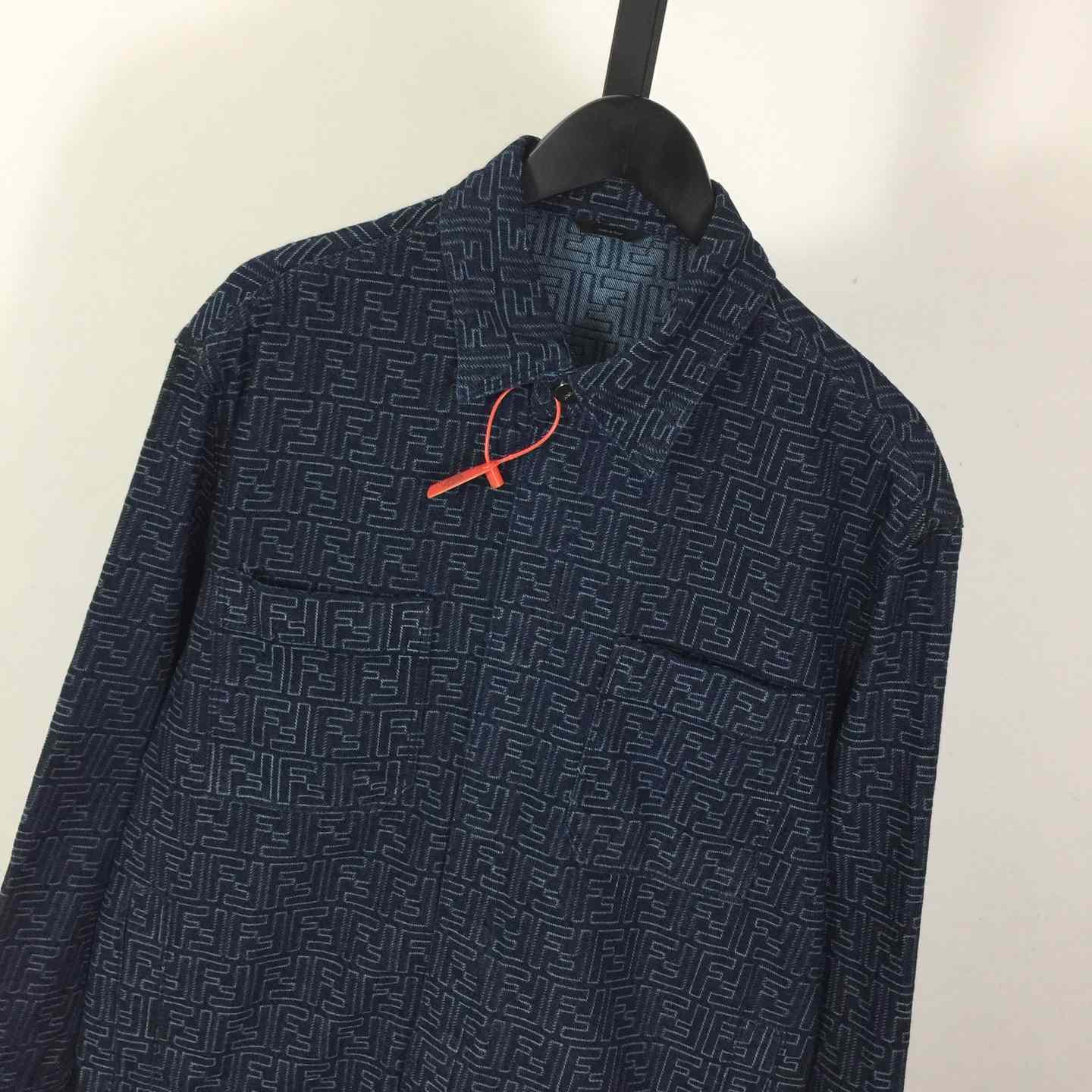 Fendi Blue FF Jacquard Denim Jacket - DesignerGu