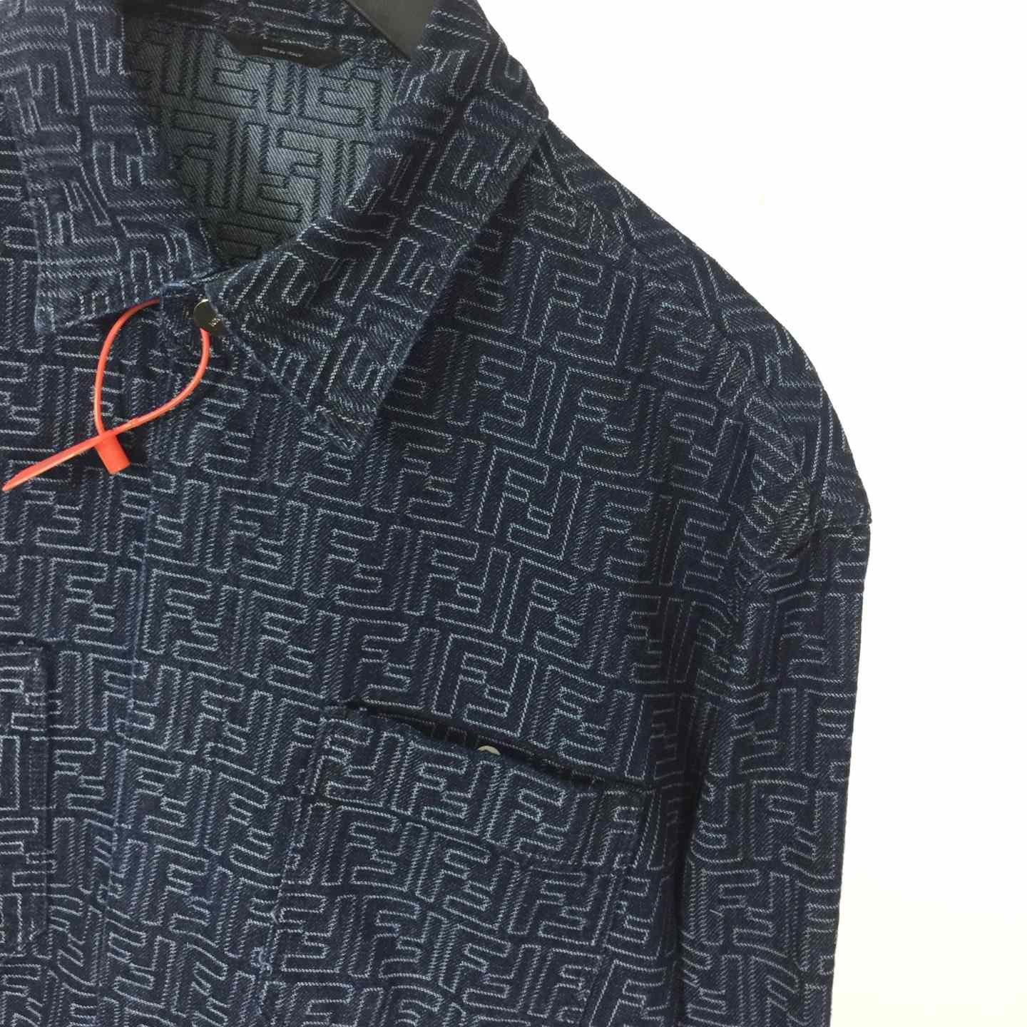 Fendi Blue FF Jacquard Denim Jacket - DesignerGu