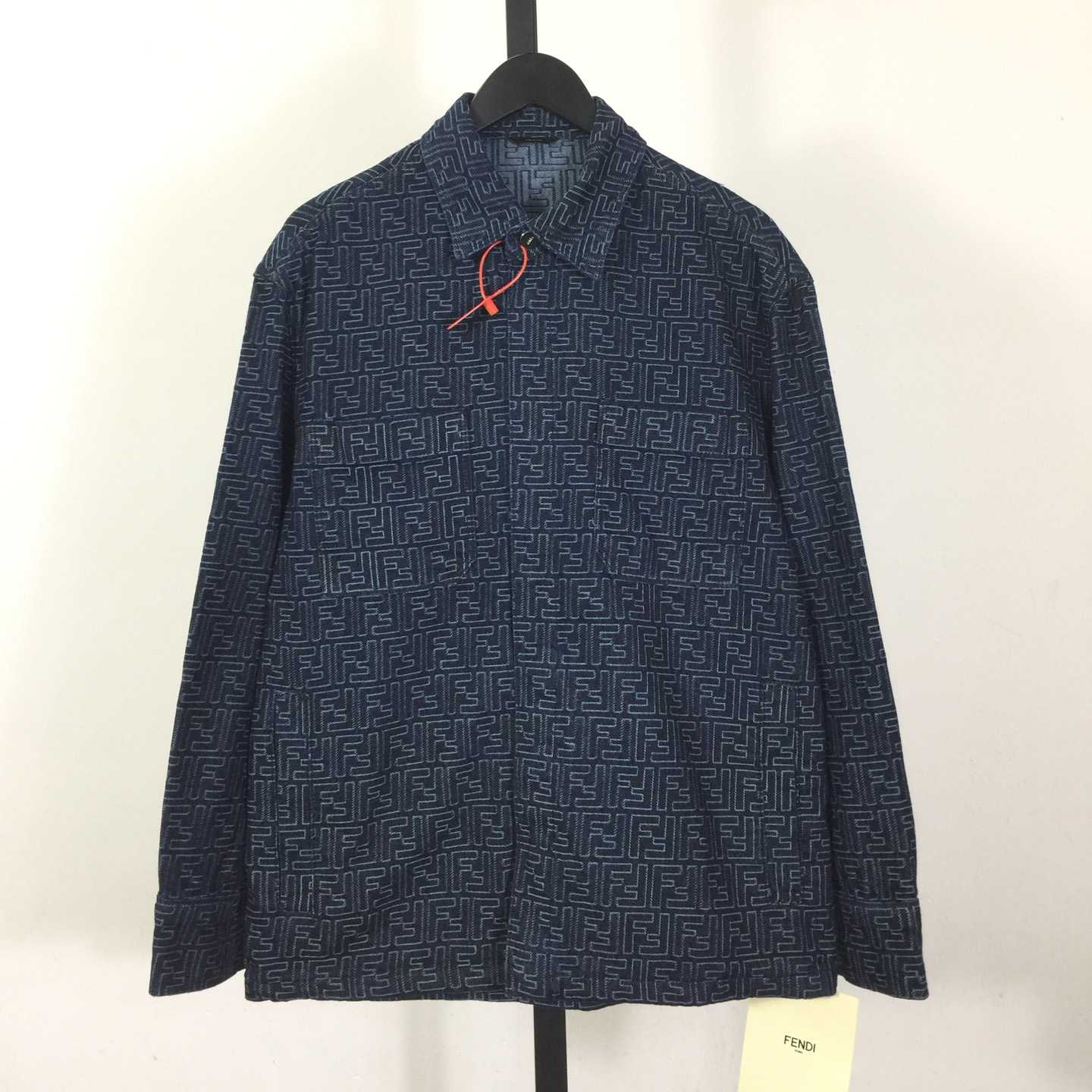 Fendi Blue FF Jacquard Denim Jacket - DesignerGu