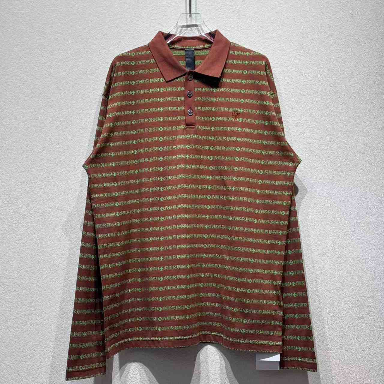 Chrome Heart Striped Polo Shirt - DesignerGu