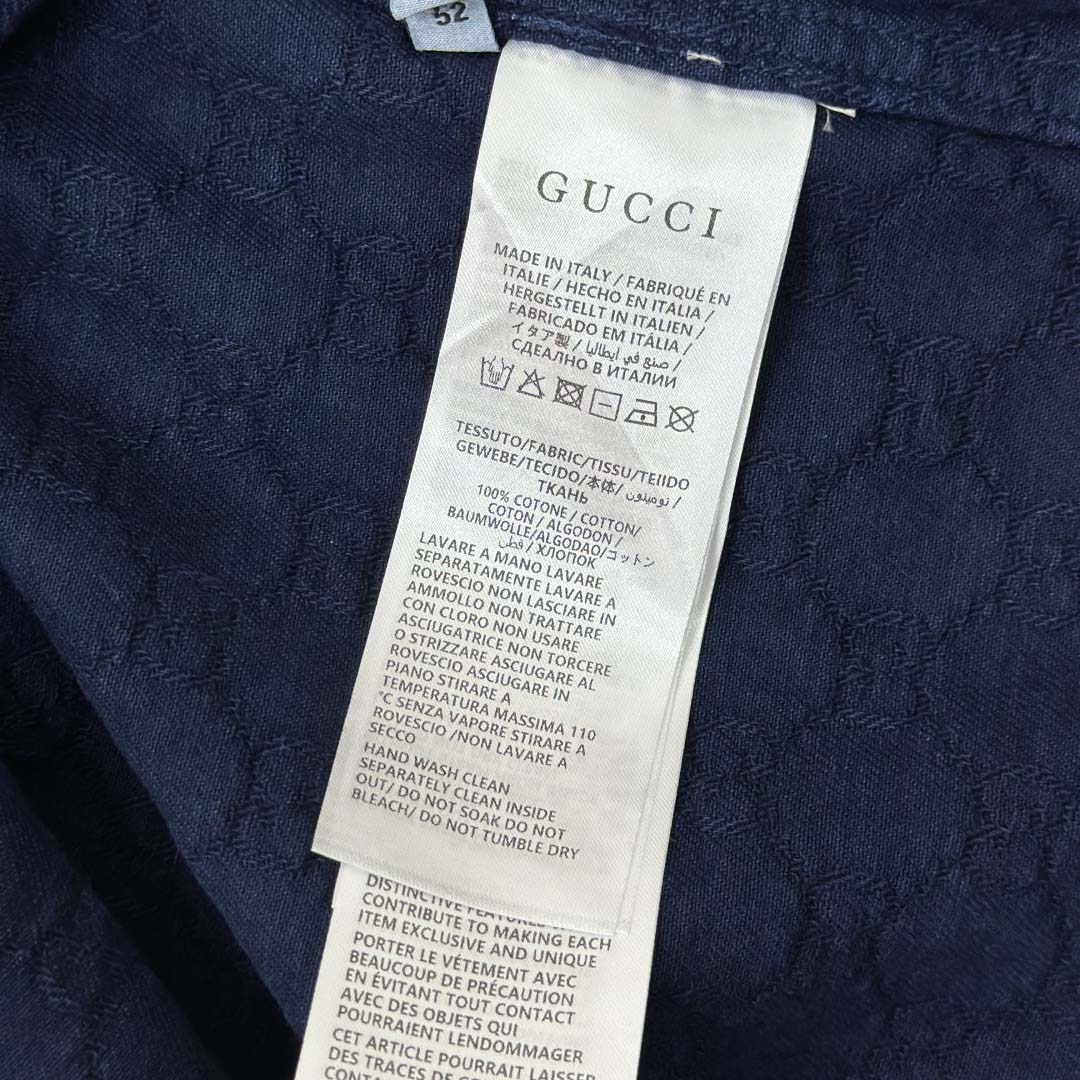 Gucci Bleached GG Cotton Denim Jacquard Shirt - DesignerGu