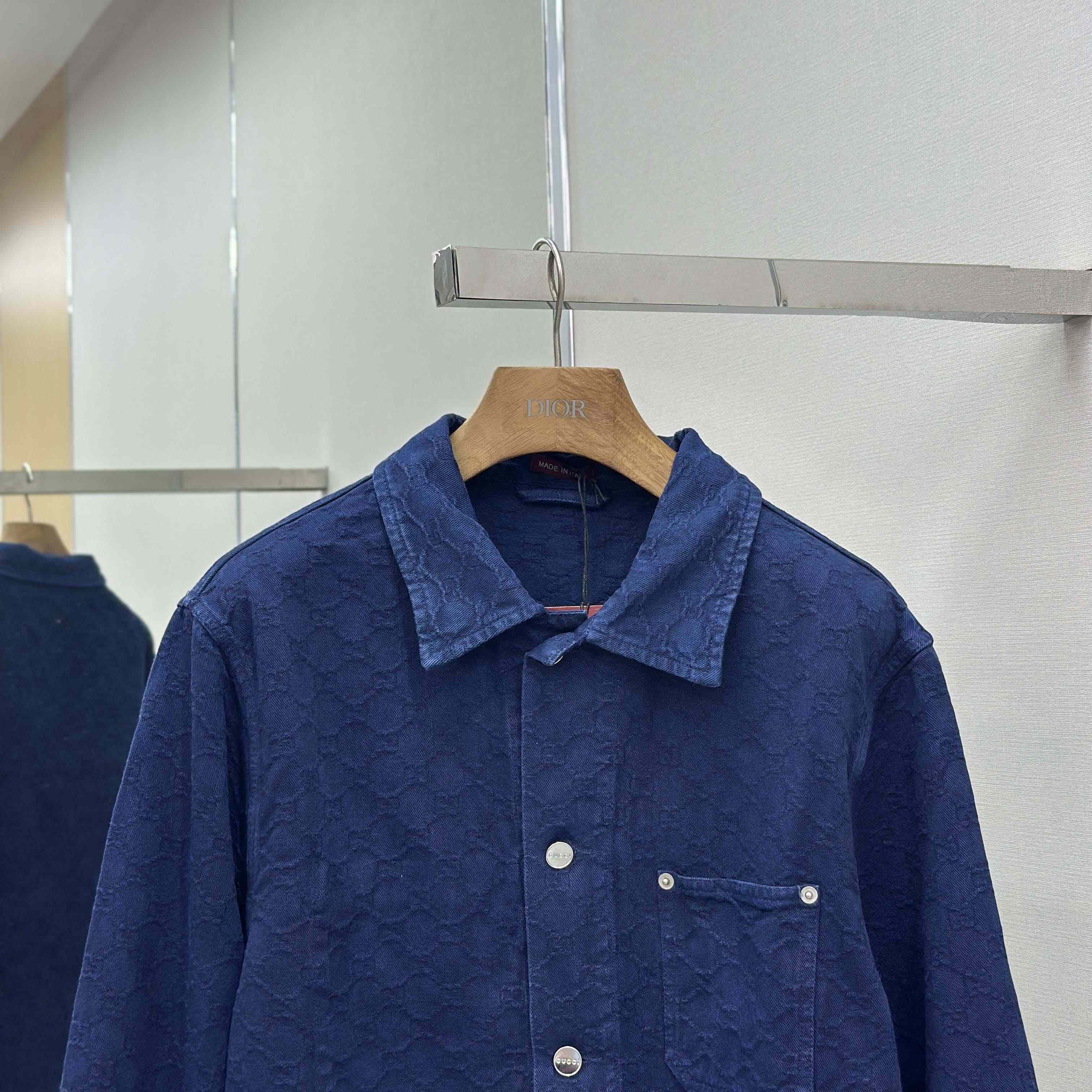 Gucci Bleached GG Cotton Denim Jacquard Shirt - DesignerGu