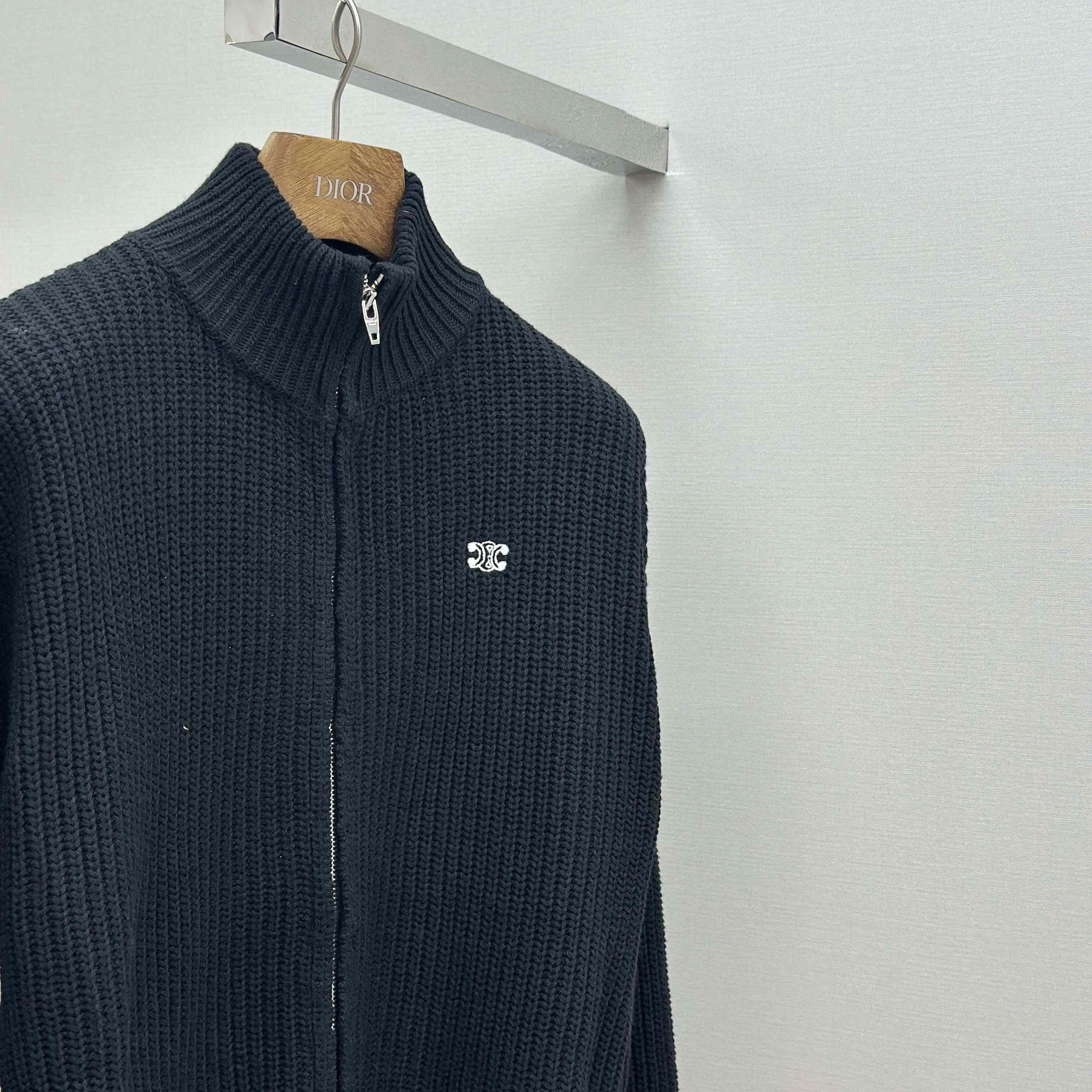 Celine Triomphe Trucker Sweater In Ribbed Wool  - DesignerGu