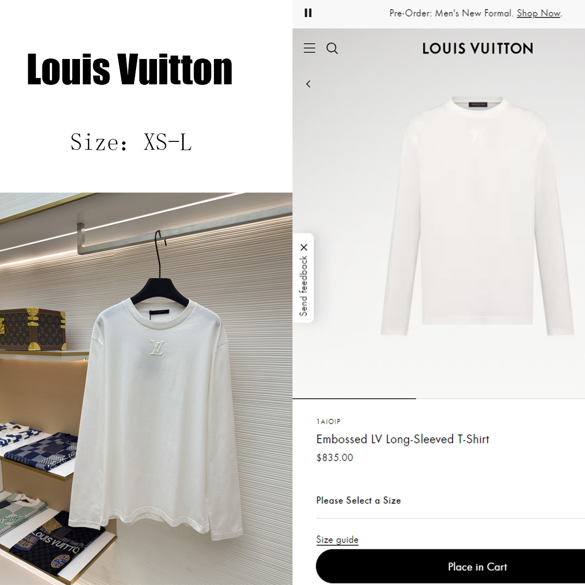 Louis Vuitton Embossed LV Long-Sleeved T-Shirt   1AIOIP - DesignerGu