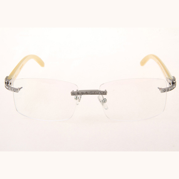 Cartier CT_3524012 Diamond White Buffalo Eyeglasses In Silver - DesignerGu