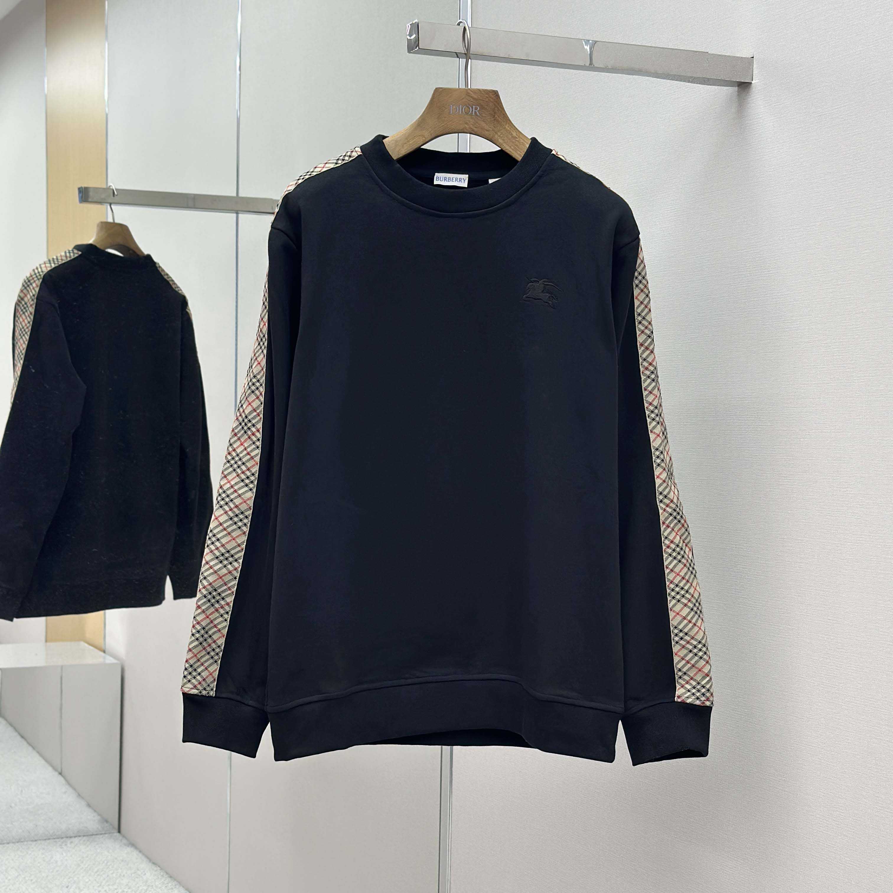 Burberry Check Trim Cotton Sweatshirt - DesignerGu