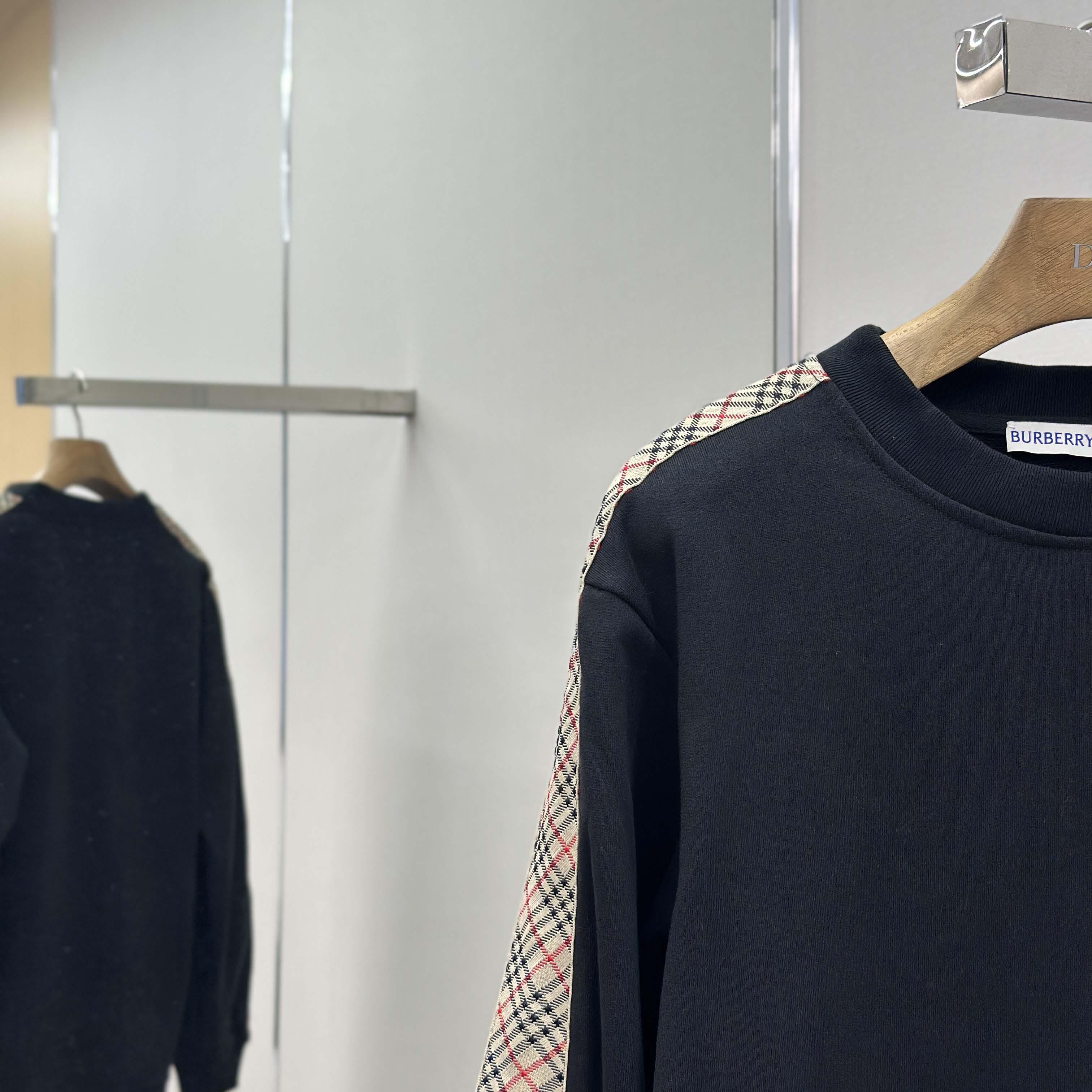 Burberry Check Trim Cotton Sweatshirt - DesignerGu