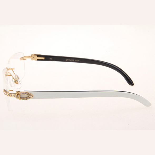 Cartier CT_3524012 Diamond White Mix Black Buffalo Eyeglasses In Gold - DesignerGu