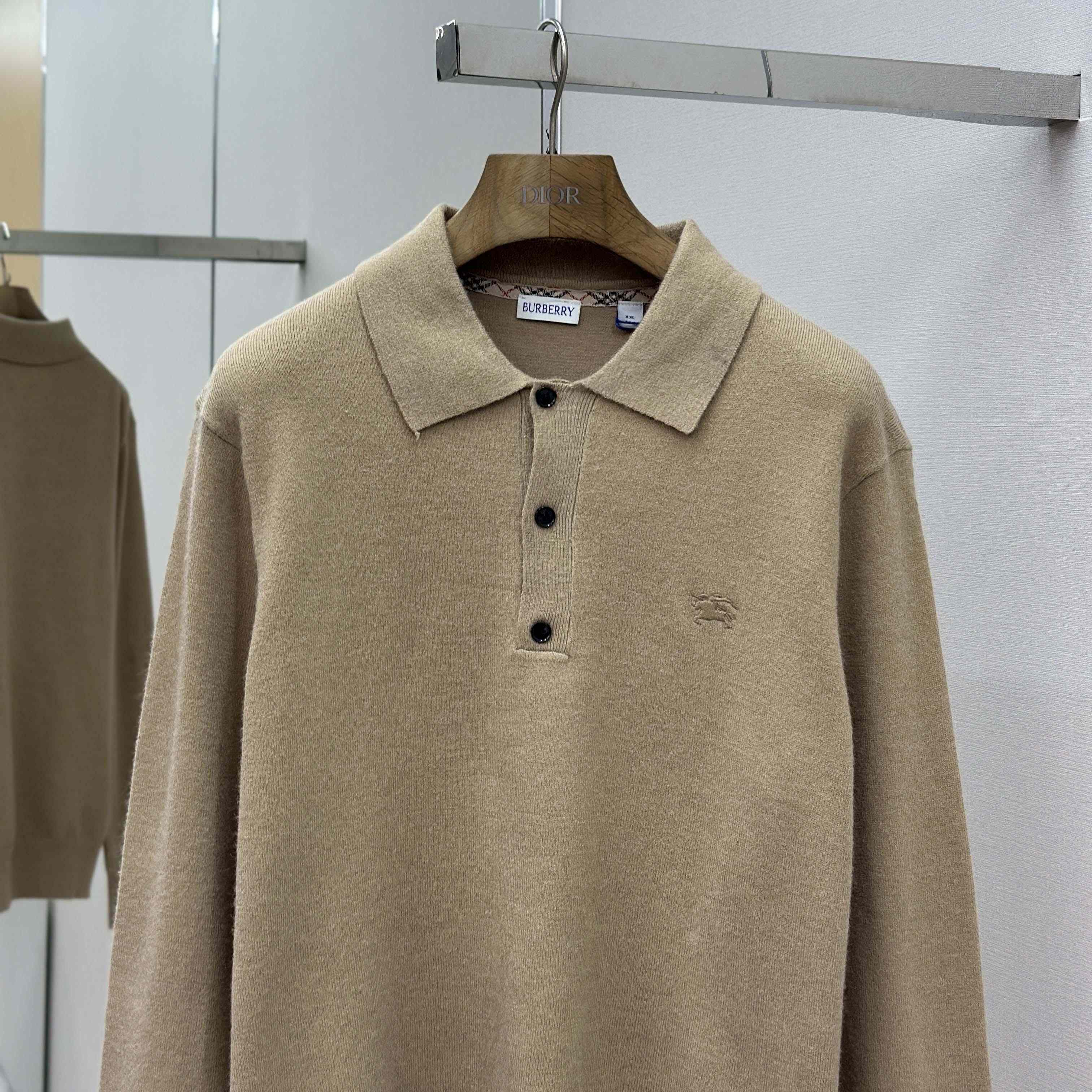 Burberry Long-sleeve Cashmere Blend Polo Shirt - DesignerGu