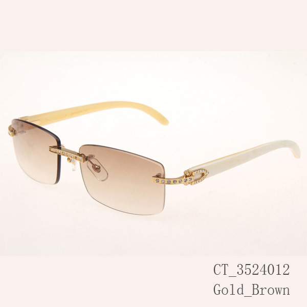 Cartier CT_3524012 Diamond White Buffalo Sunglasses In Gold Brown - DesignerGu