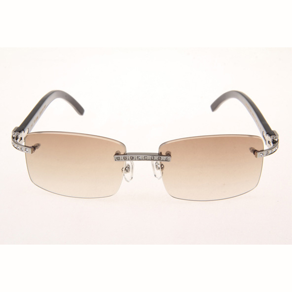 Cartier CT_3524012 Diamond Black Buffalo Eyeglasses In Silver Brown - DesignerGu