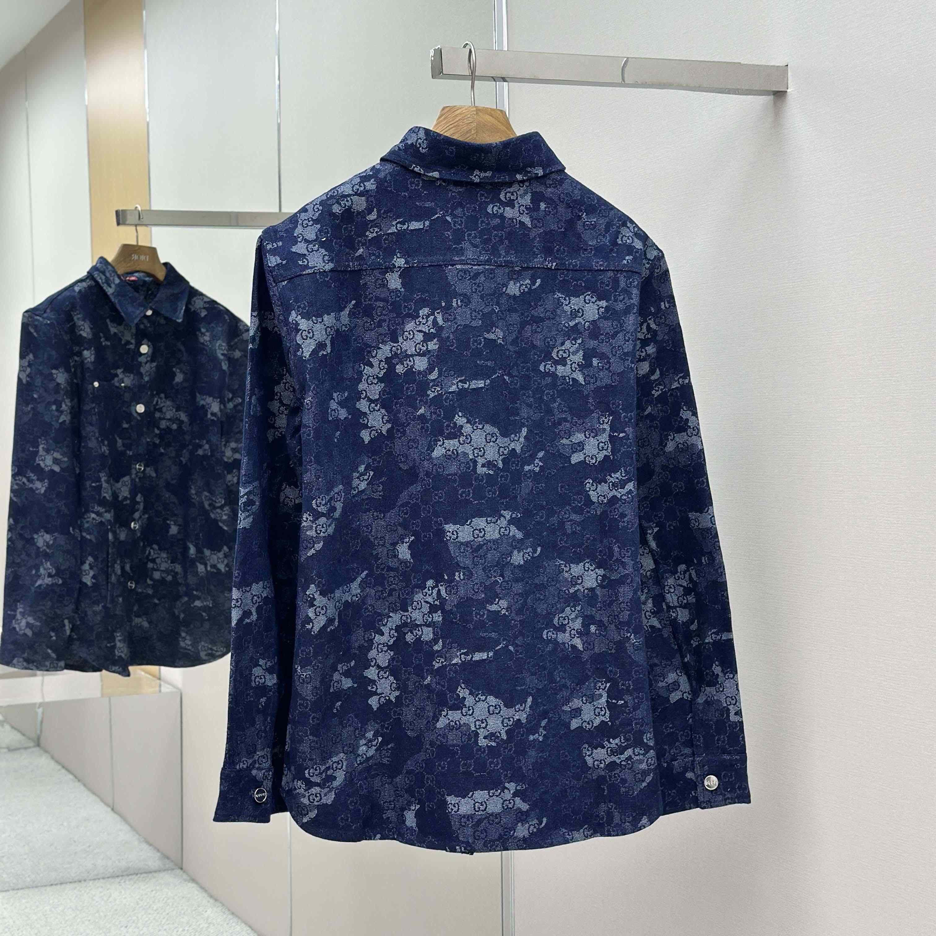Gucci GG Jacquard Denim Shirt - DesignerGu