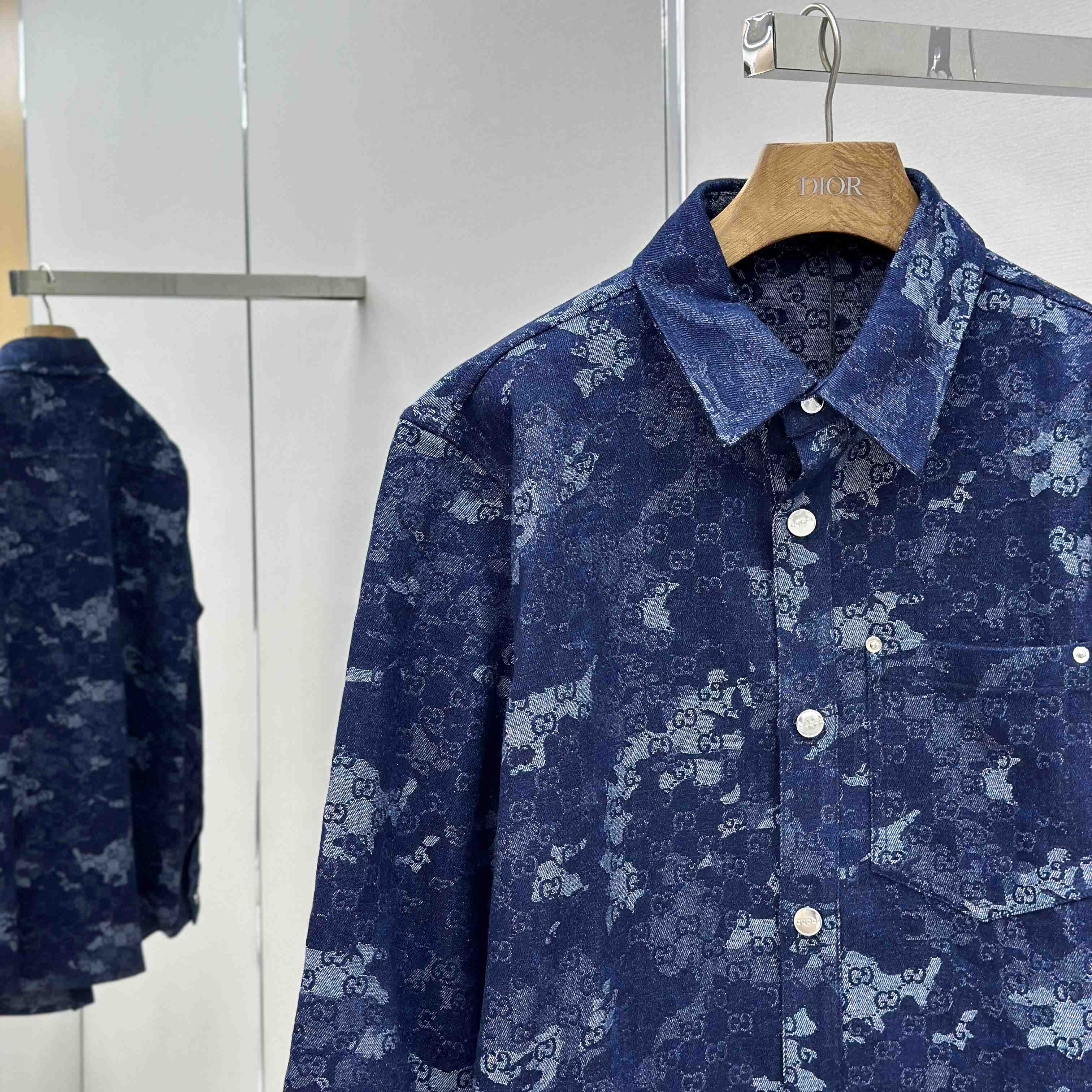 Gucci GG Jacquard Denim Shirt - DesignerGu