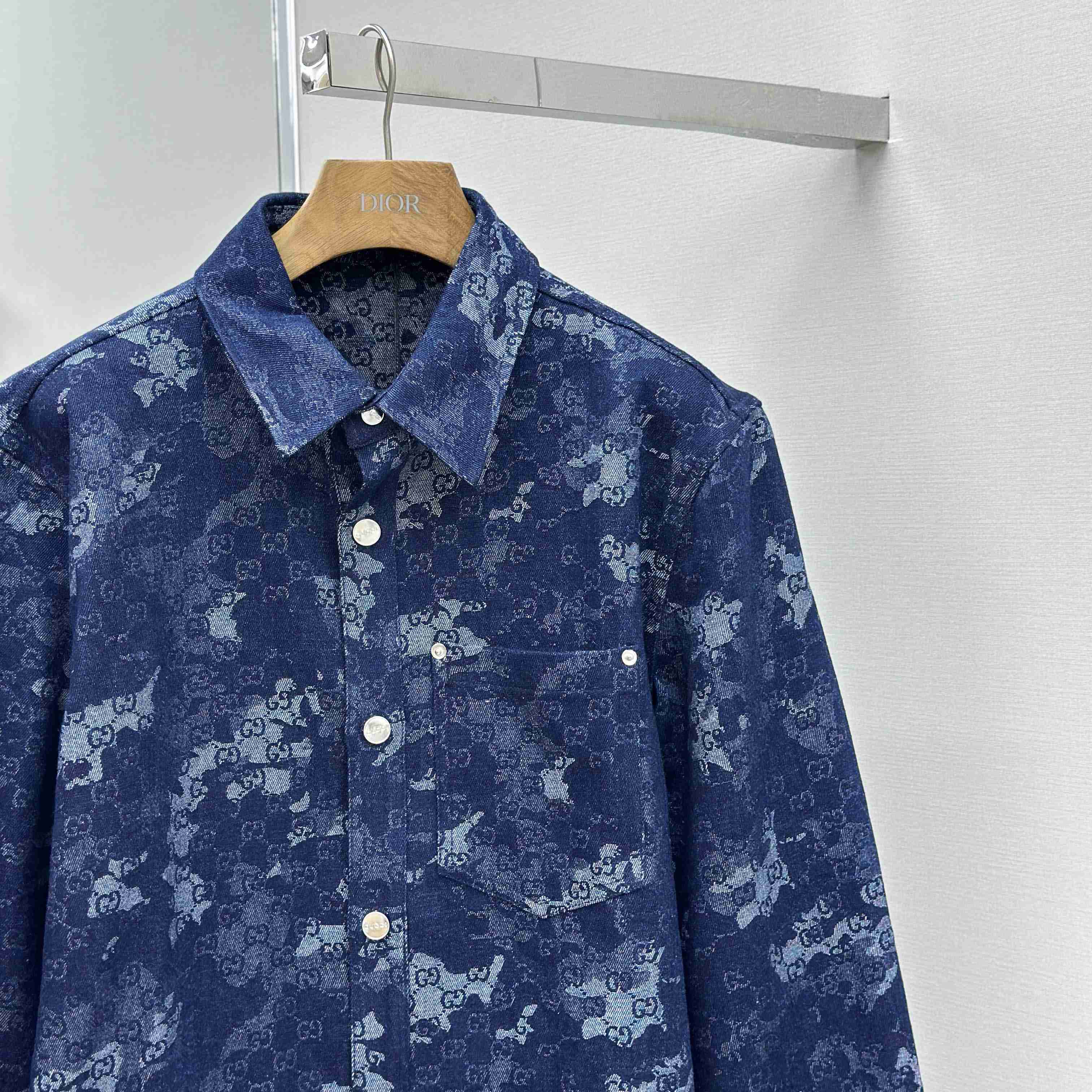 Gucci GG Jacquard Denim Shirt - DesignerGu