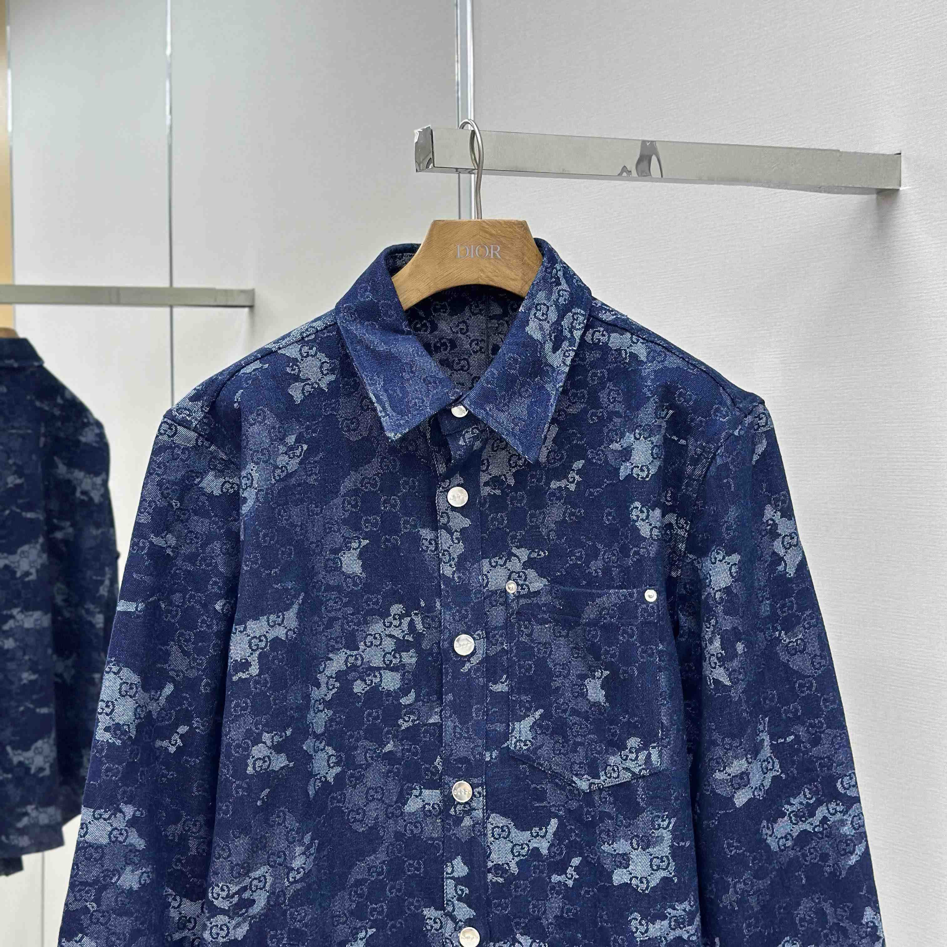 Gucci GG Jacquard Denim Shirt - DesignerGu
