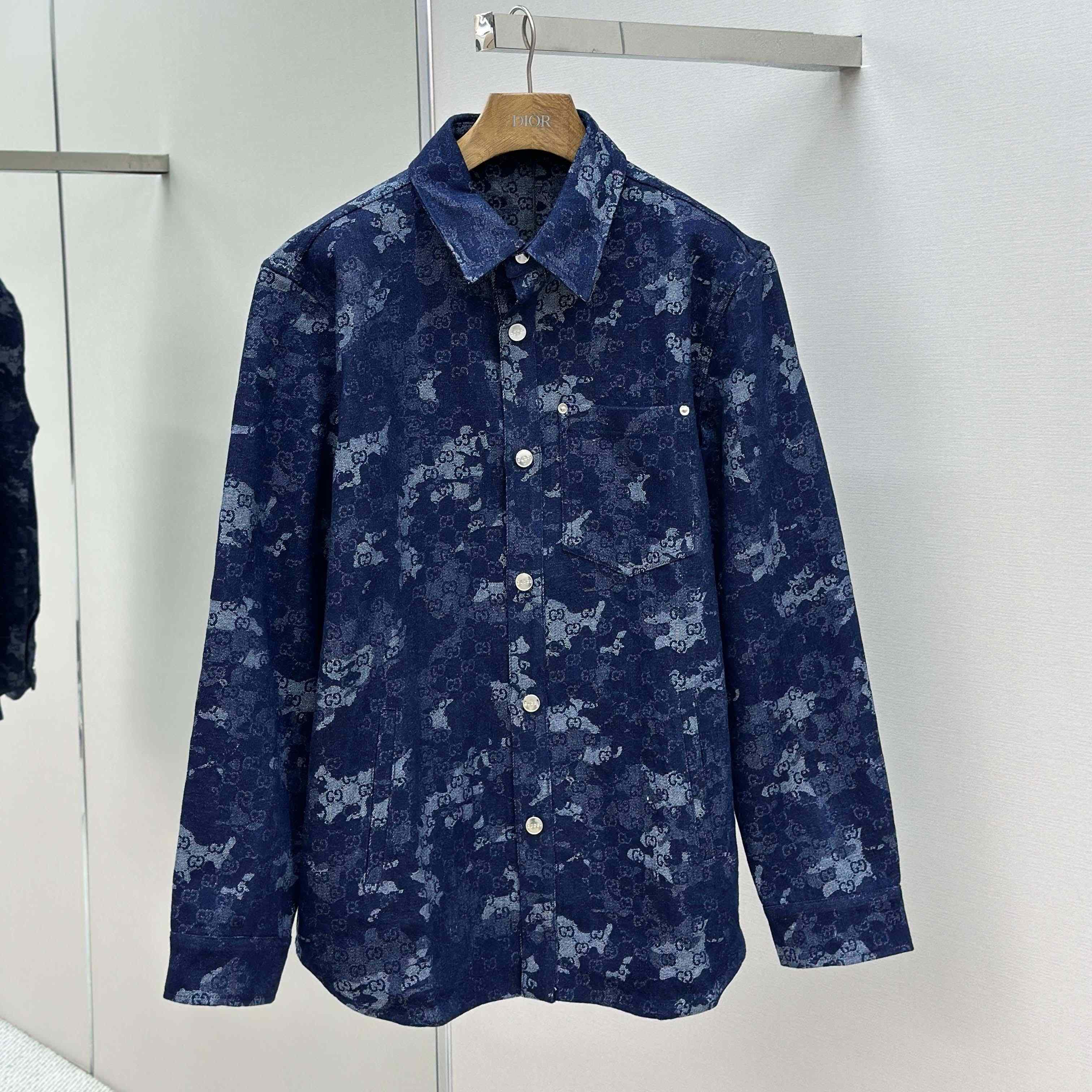 Gucci GG Jacquard Denim Shirt - DesignerGu