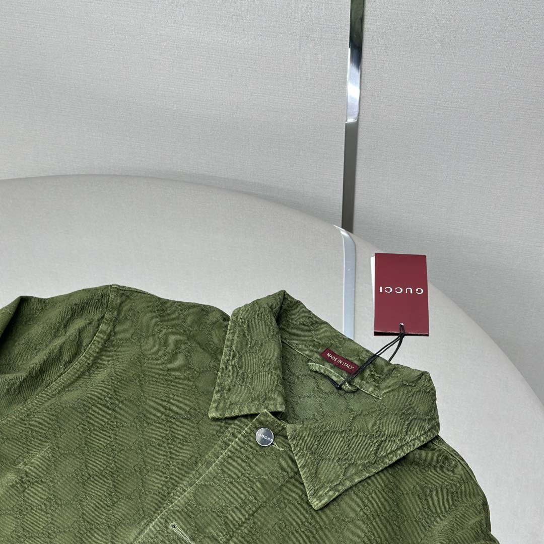 Gucci Bleached GG Cotton Denim Jacquard Shirt - DesignerGu